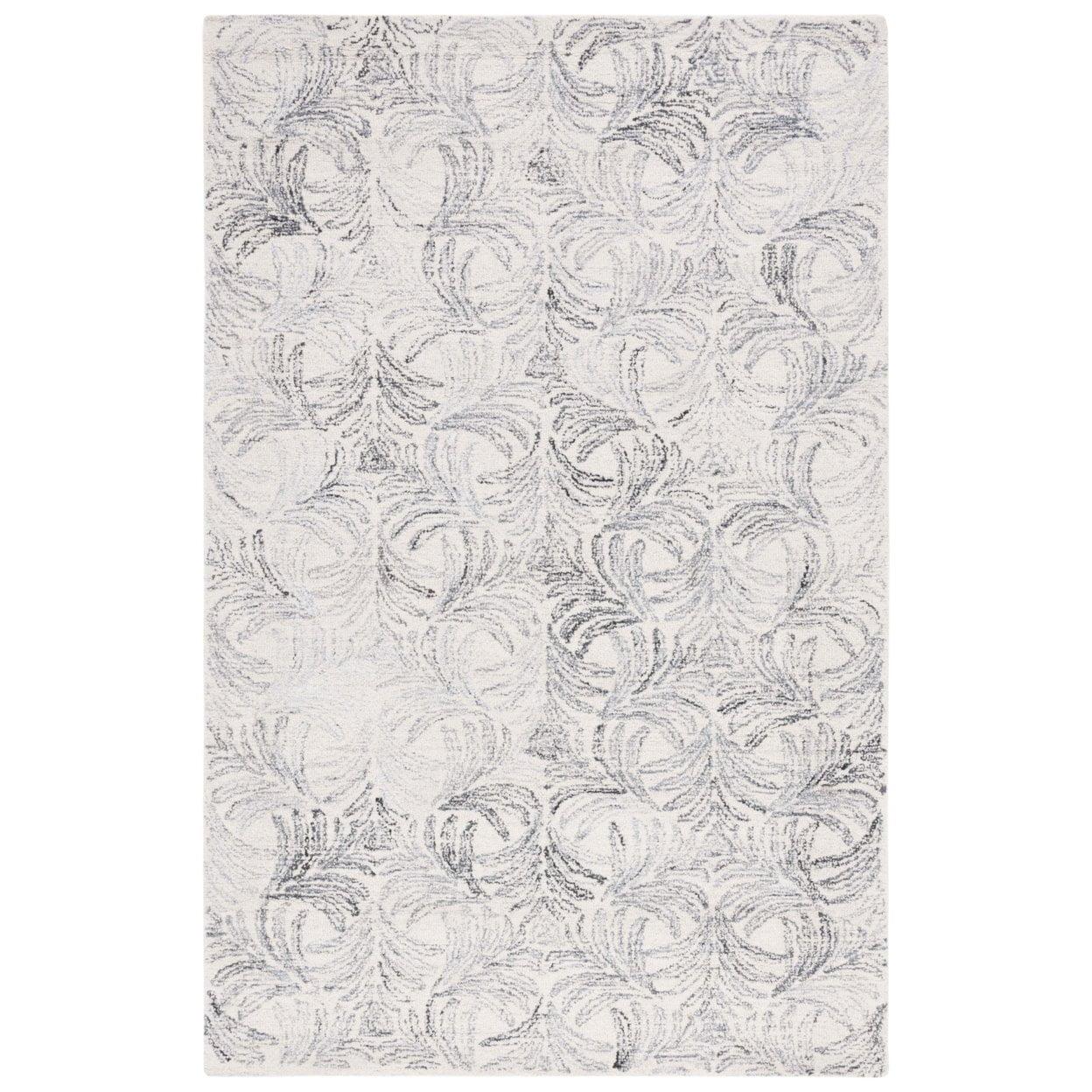 Ivory Grey Elegance 4' x 6' Tufted Wool-Silk Blend Area Rug