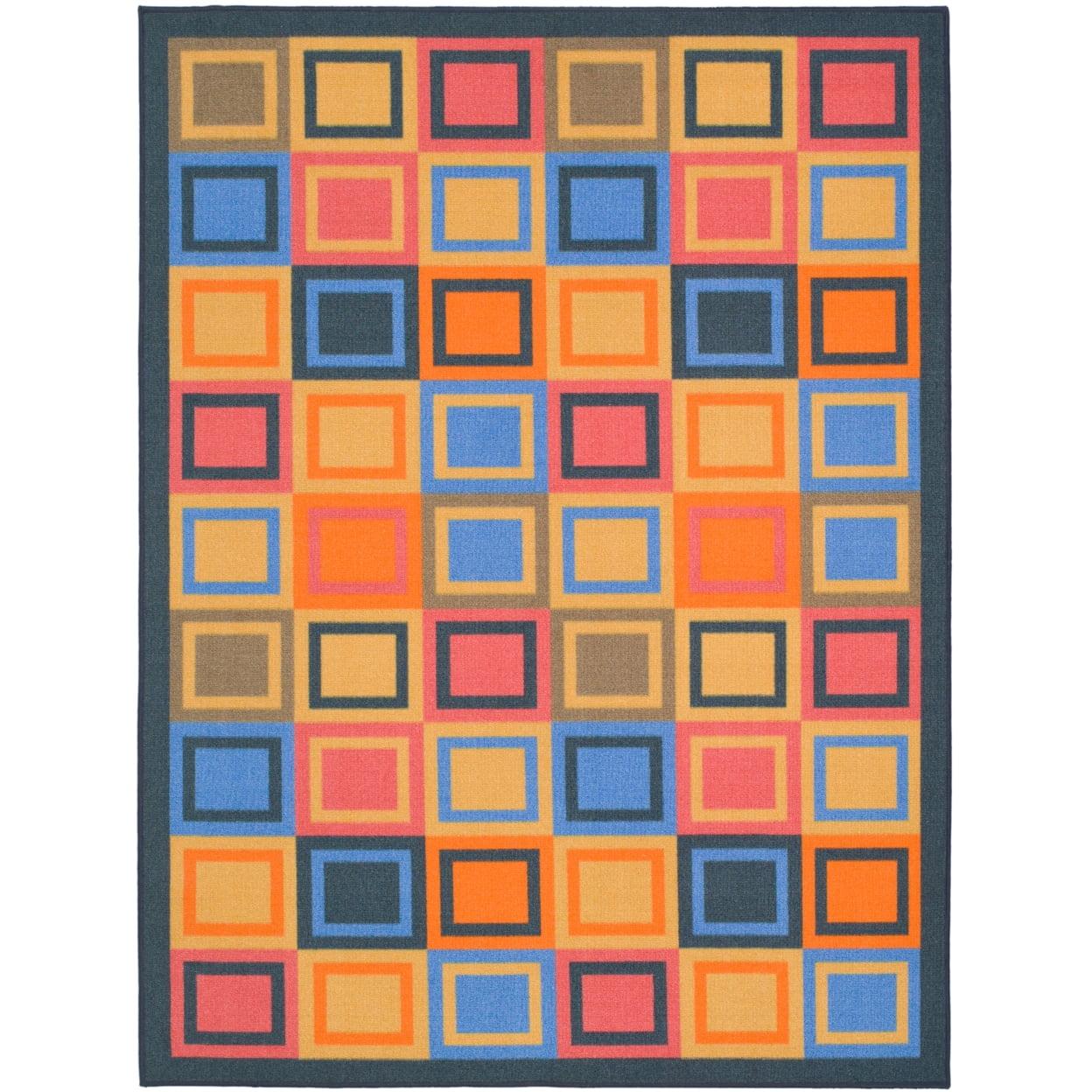 Metropolis Blue and Multicolor Geometric Area Rug