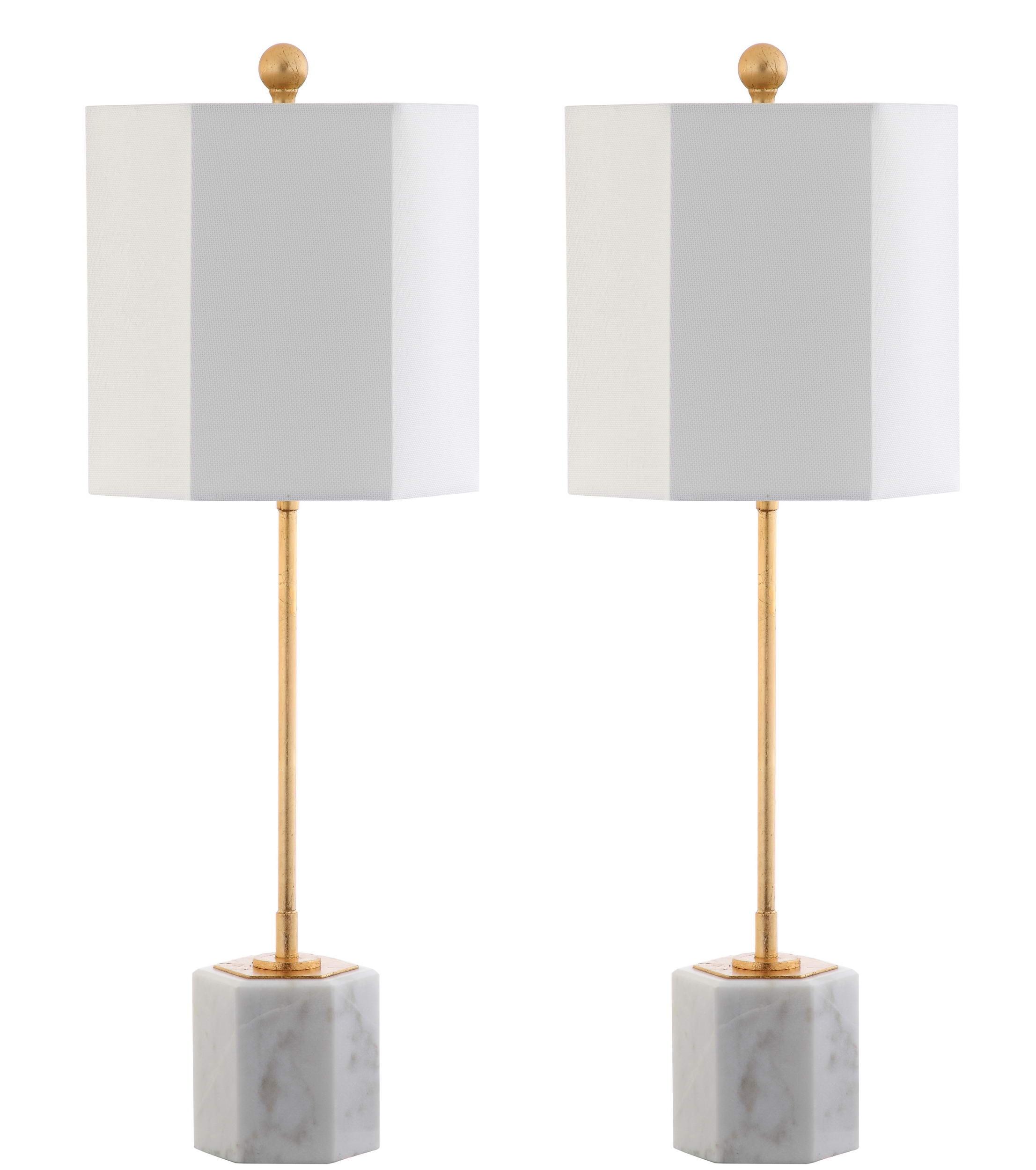 Magdalene Marble Table Lamp (Set of 2) - 29 Inch Height - TBL4069 - White Marble/Gold - Safavieh