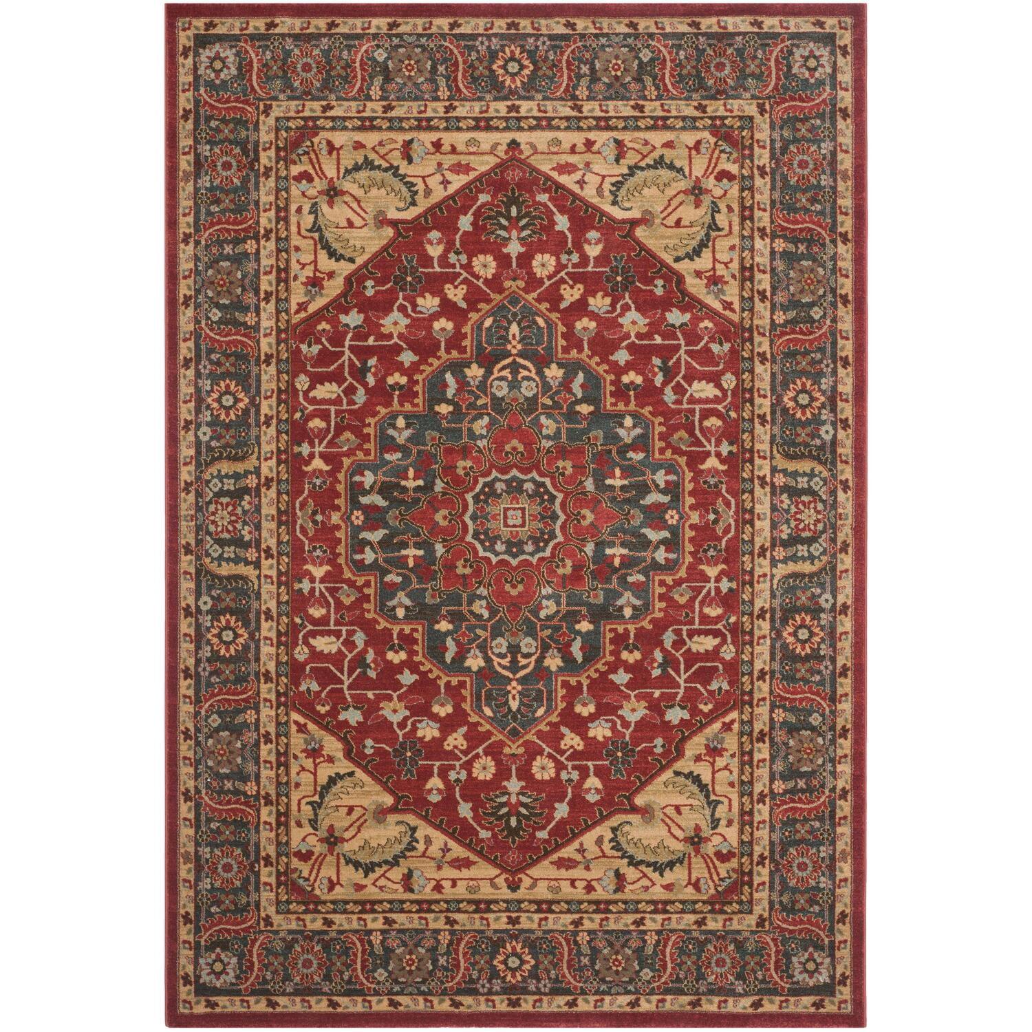 Elegant Red Synthetic 79" Tufted Rectangular Area Rug