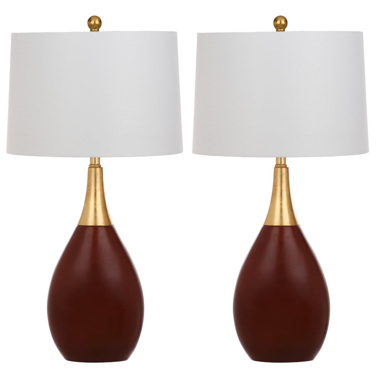 Safavieh Medallion 27.5 in. H Table Lamp, Gold/Walnut, Set of 2