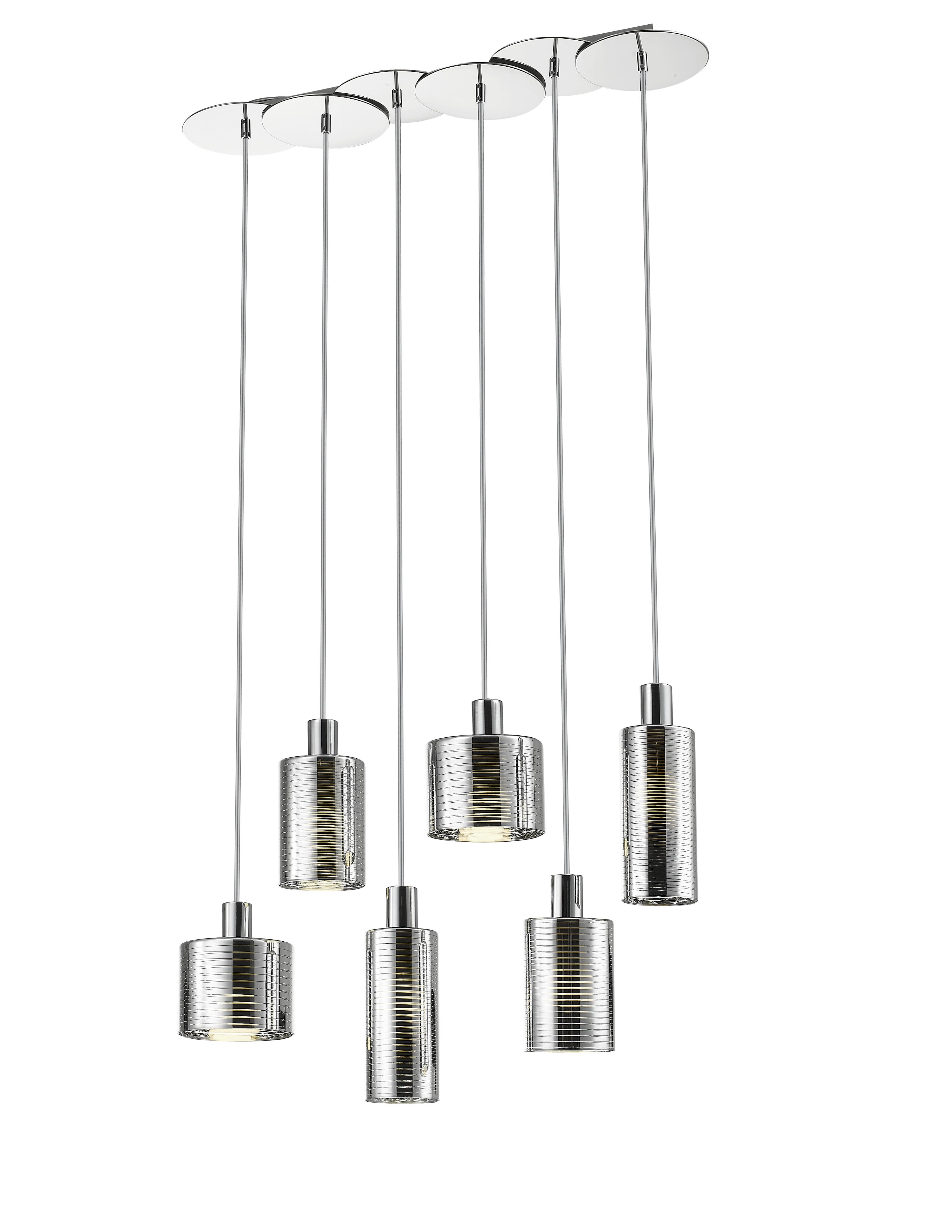 Luxurious Sculptural Chrome Pendant with LED Lights, 84.5" H