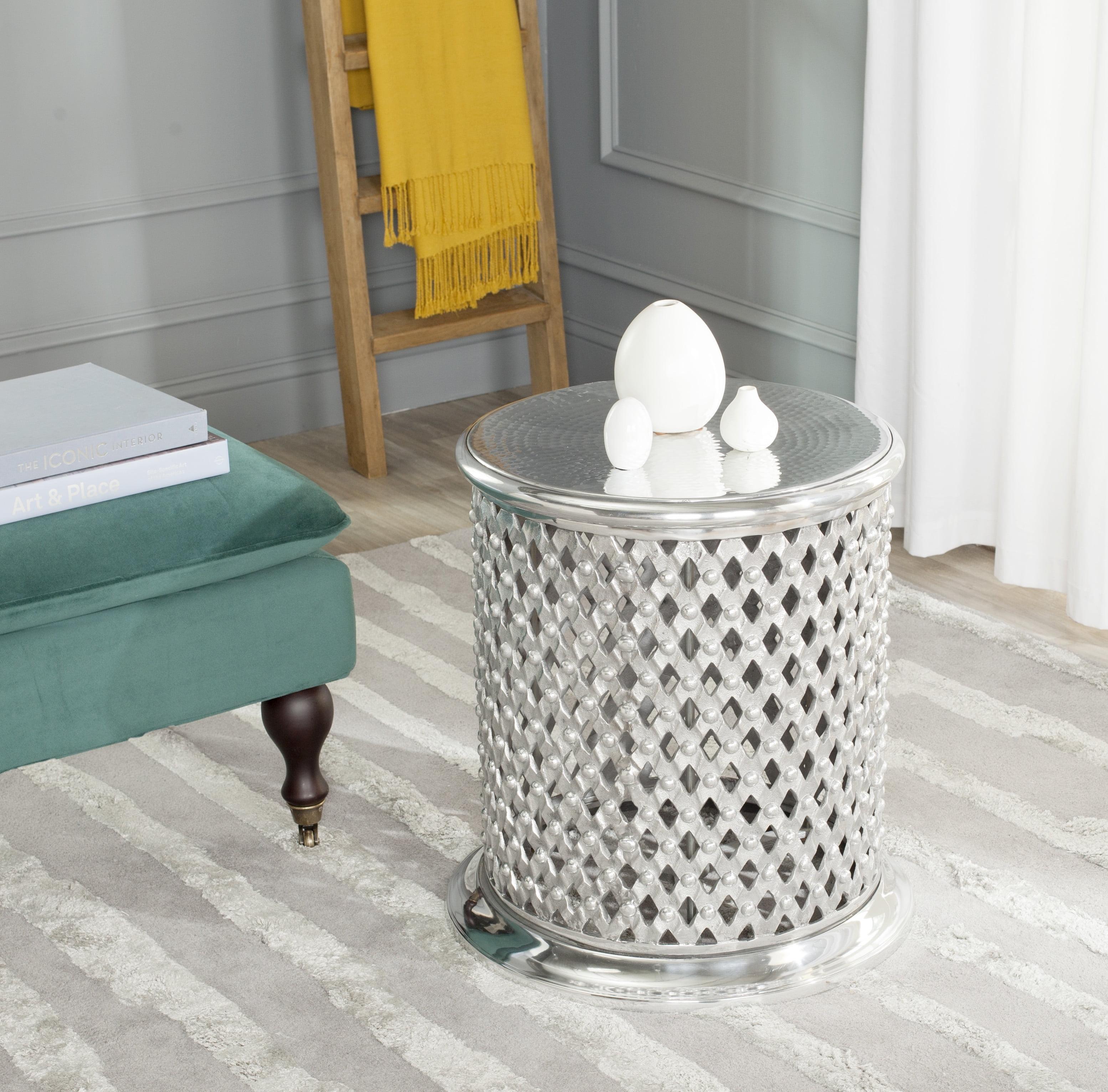 Metal Lace Table Stool Accent Table - Silver - Safavieh.