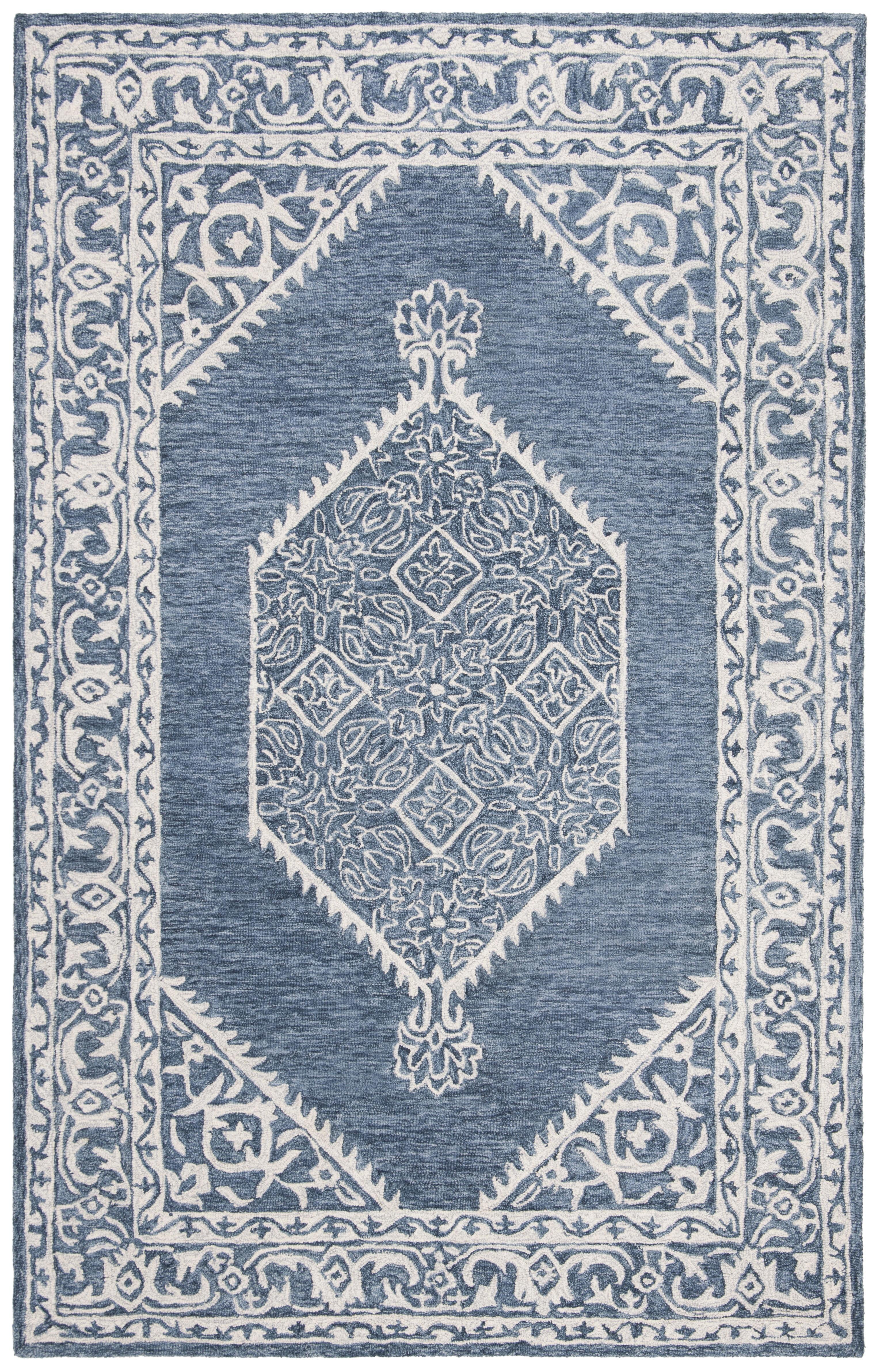 Ethereal Blue Hand-Tufted Wool 8' x 10' Rectangular Area Rug