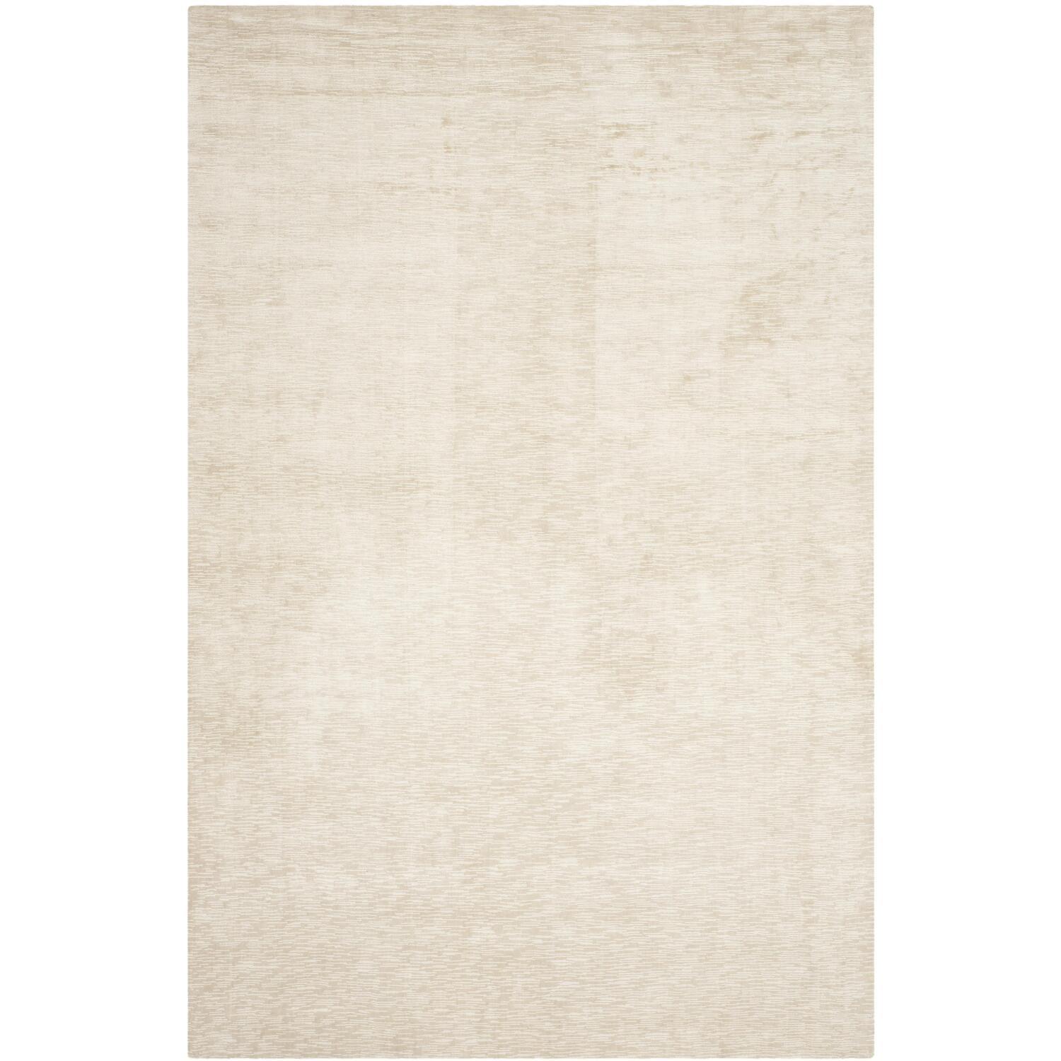 Elegant Beige Handwoven Silk-Feel Viscose 6' x 9' Rug