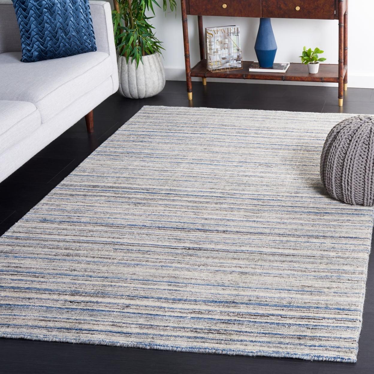 Luxurious Hand-Knotted Blue Wool & Viscose 8' x 10' Area Rug