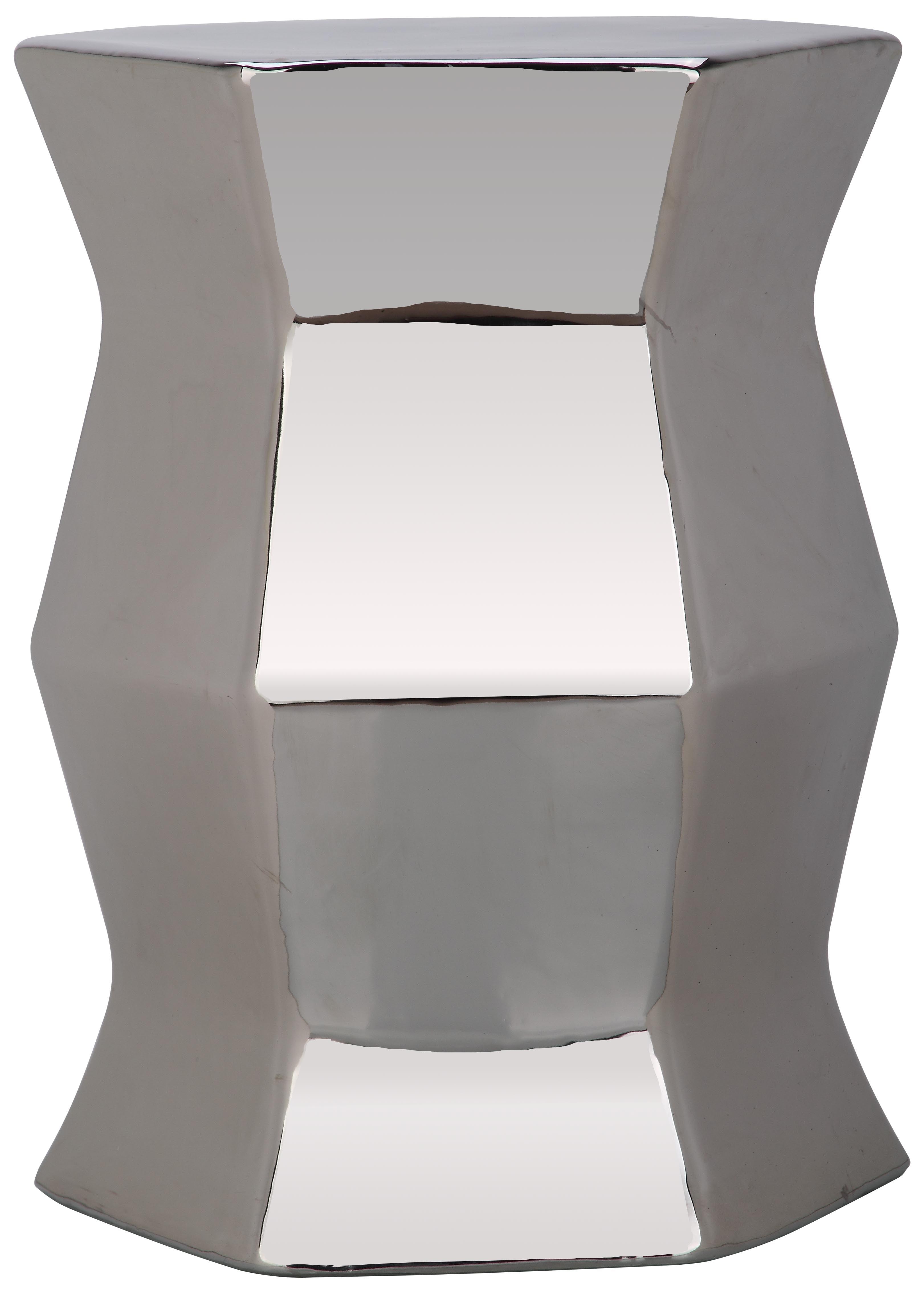 Safavieh Modern Hexagon Indoor/Outdoor Garden Patio Stool, Silver