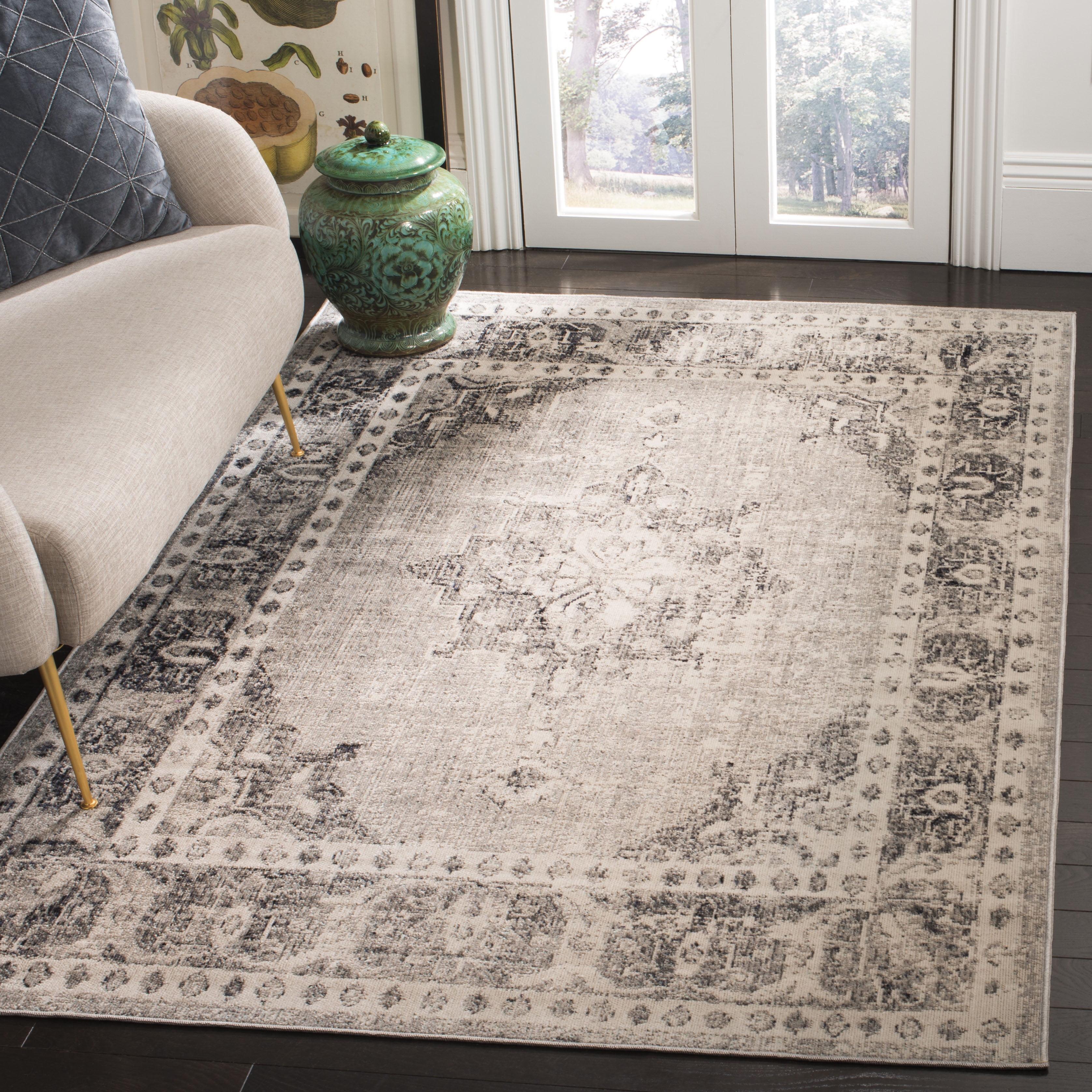Montage MTG308 Power Loomed Indoor/Outdoor Accent Rug - Grey/Ivory - 4'x6' - Safavieh