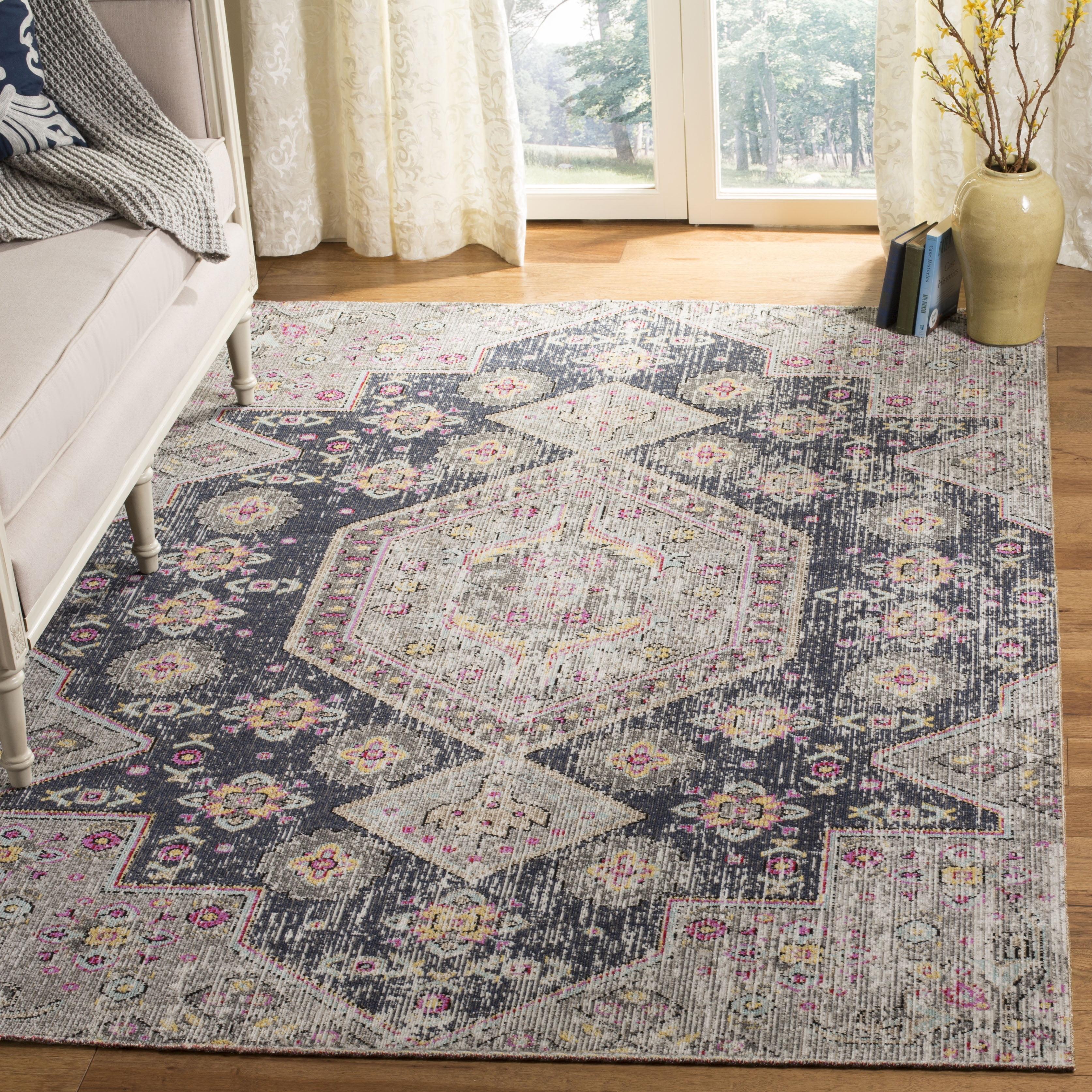 Montage MTG365 Power Loomed Indoor/Outdoor Area Rug - Black/Multi - 5'1"x7'6" - Safavieh