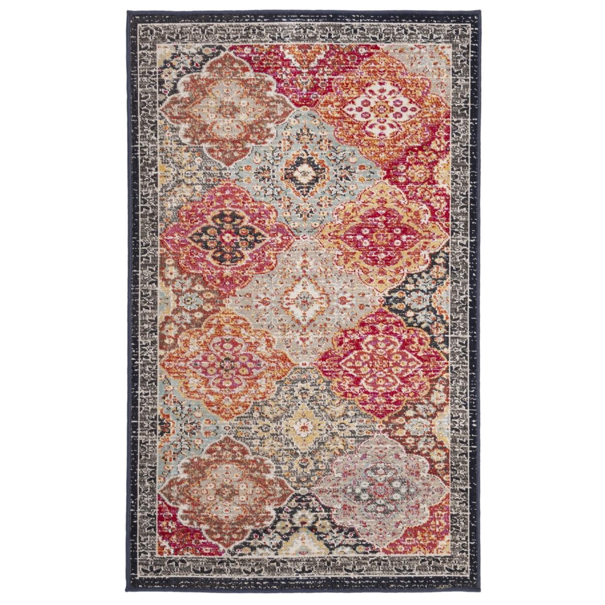 Montage MTG281 Power Loomed Indoor/Outdoor Accent Rug - Red/Aqua - 3'x5' - Safavieh