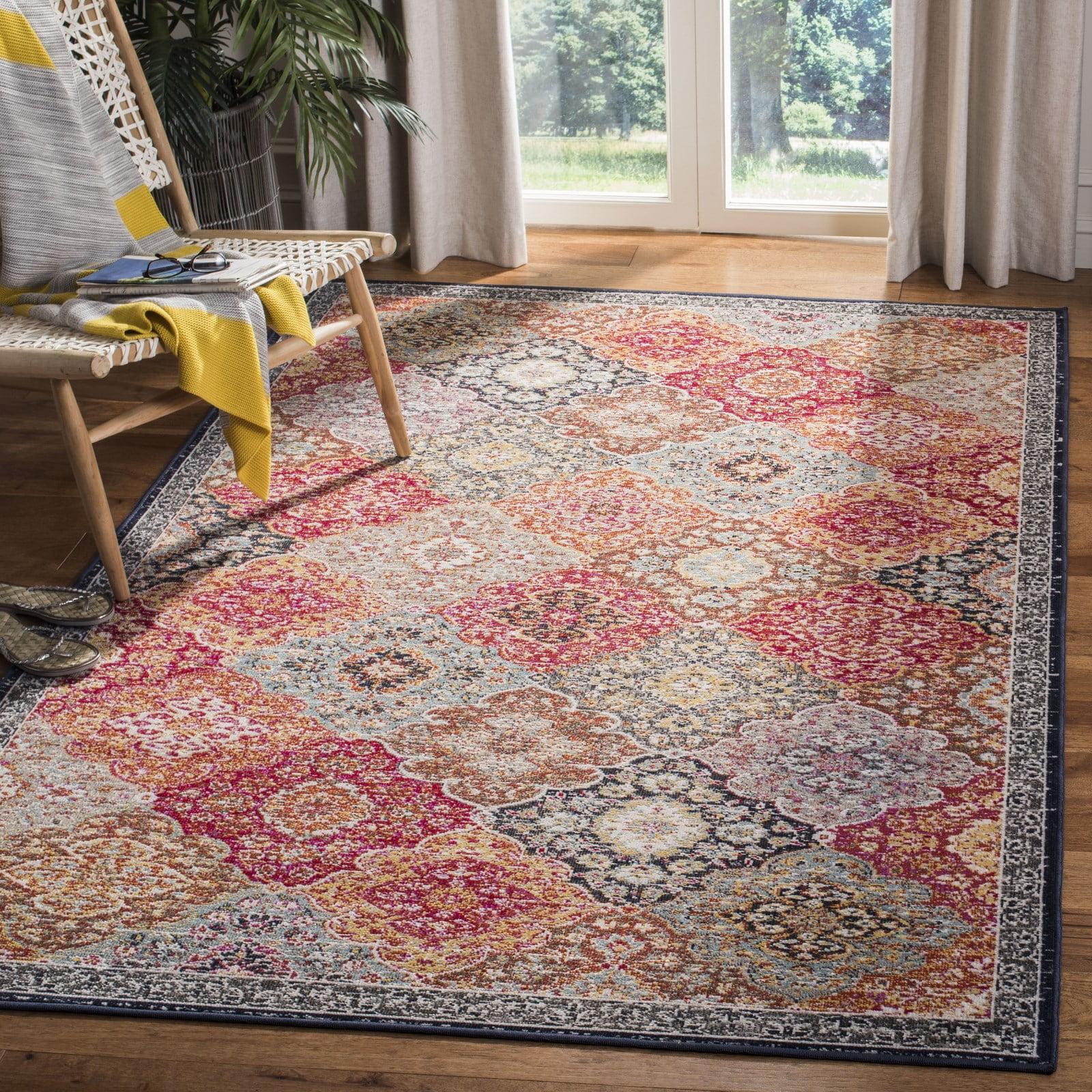 Montage MTG281 Power Loomed Indoor/Outdoor Area Rug - Red/Aqua - 8'x10' - Safavieh