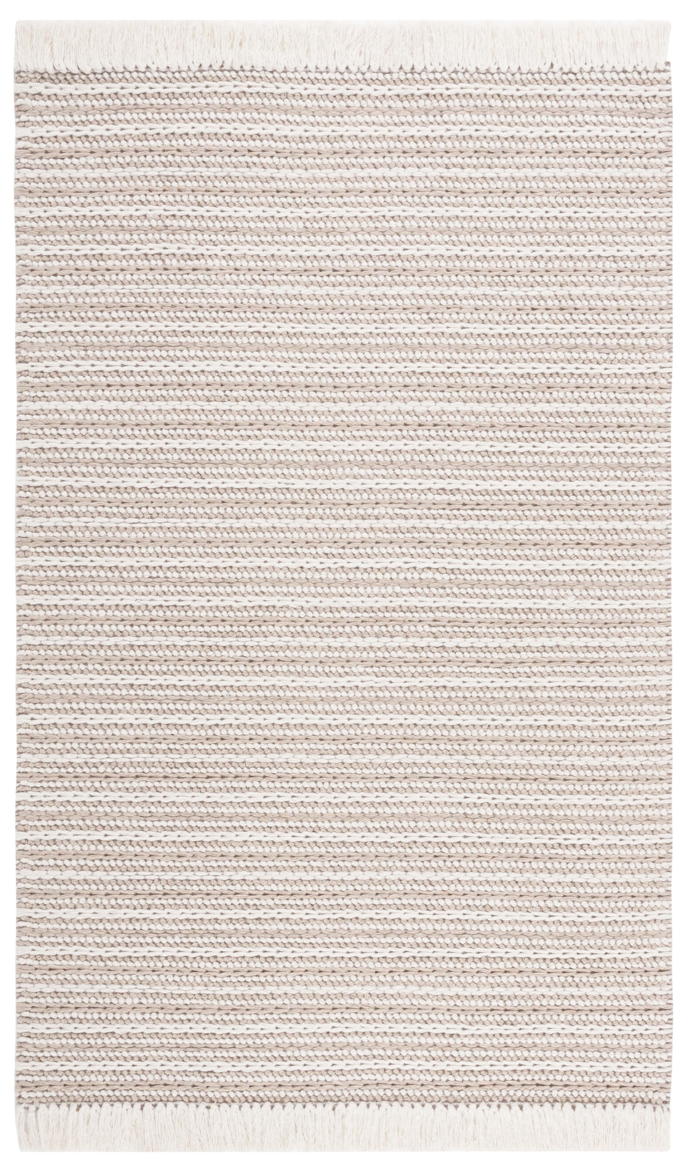 SAFAVIEH Natura Frona Striped Wool Area Rug, Taupe/Ivory, 4' x 6'