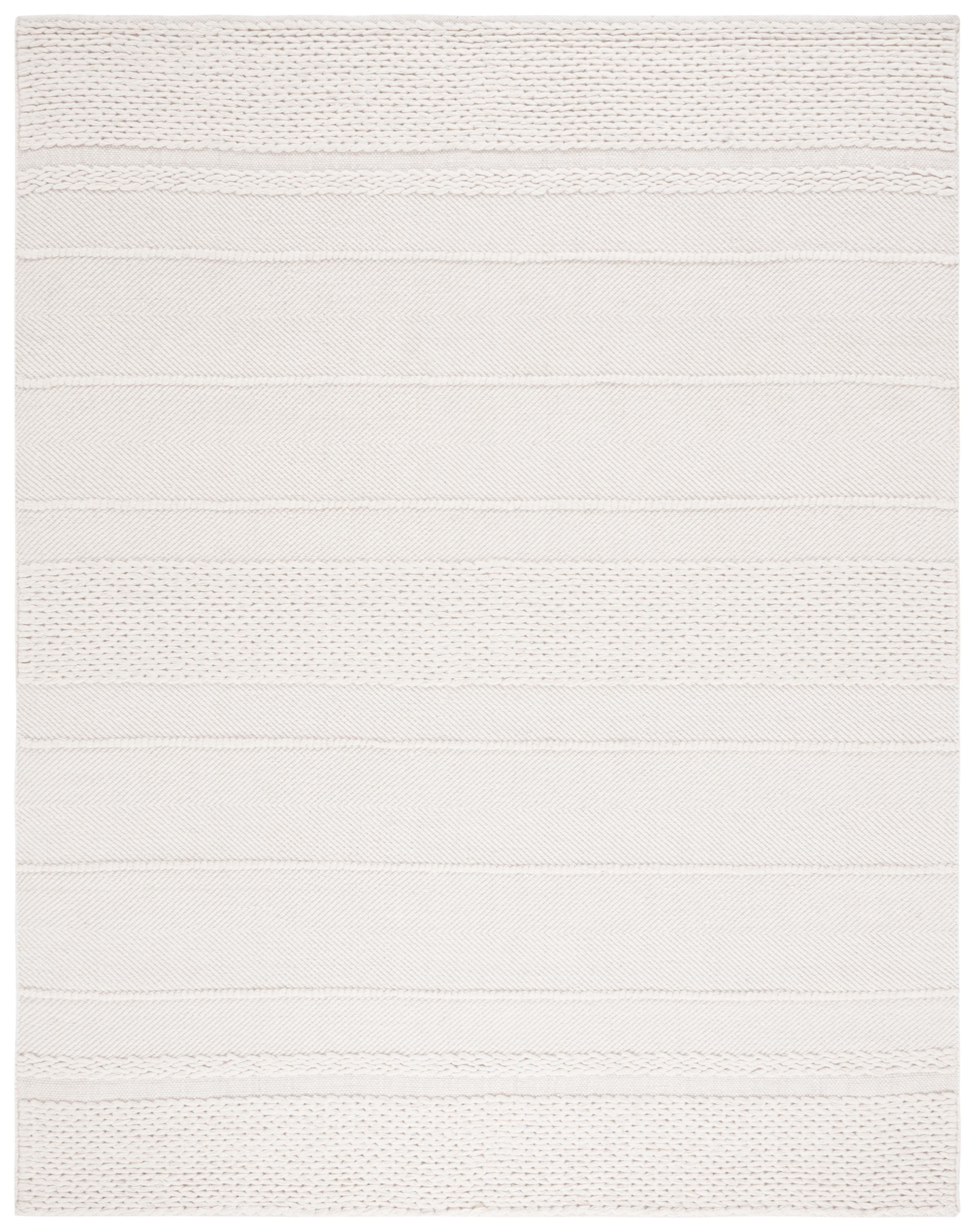 Ivory Flat Woven Handmade Wool 8' x 10' Area Rug