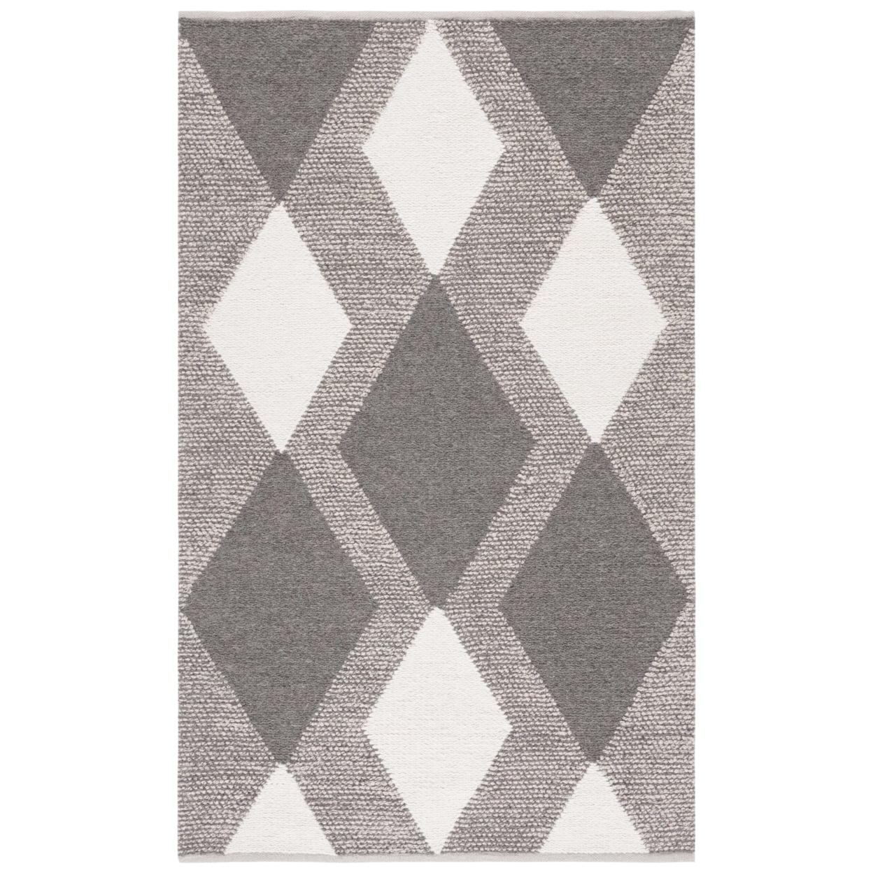 Ivory and Beige Hand-Woven Wool Area Rug - 3' x 5'