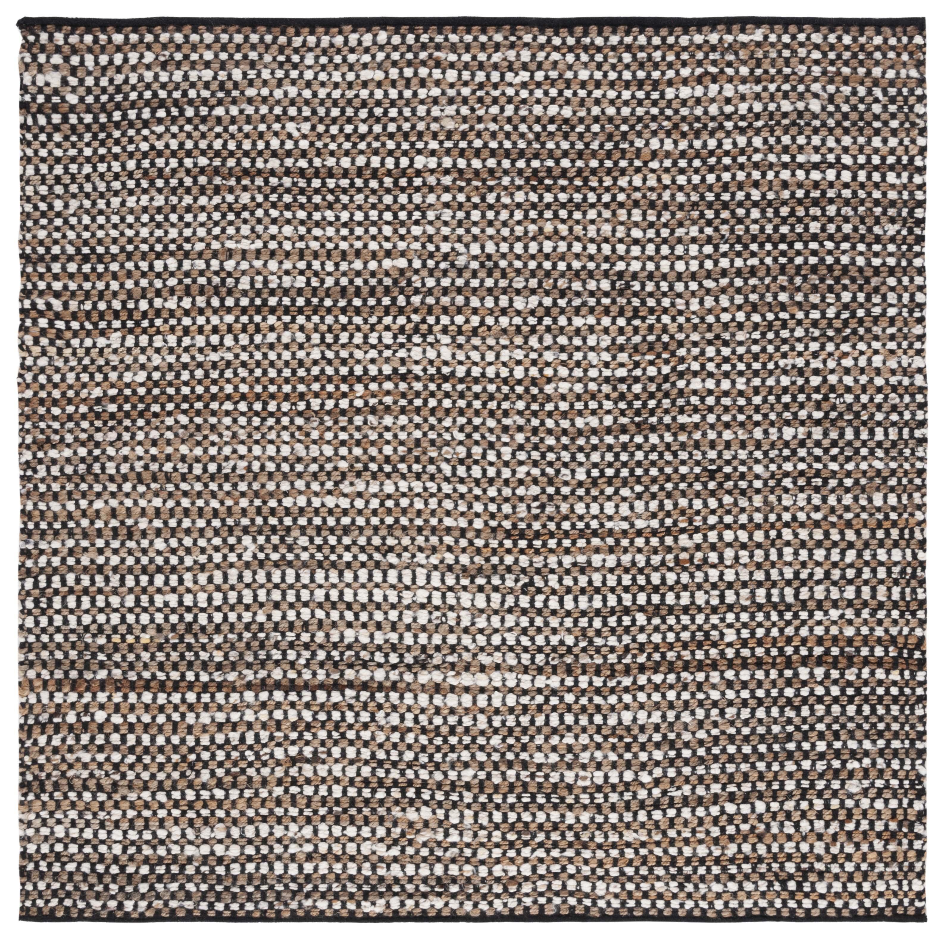 Natura NAT349 Power Loomed Area Rug - Black/Ivory - 6'x6' - Safavieh.