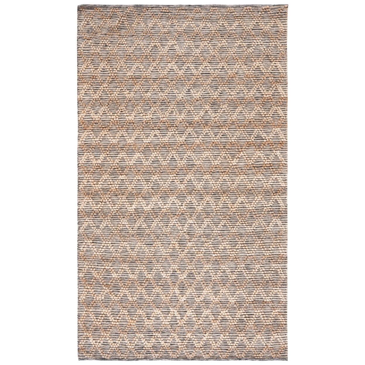 Handmade Natural Fiber Flat Weave Area Rug in Light and Dark Grey