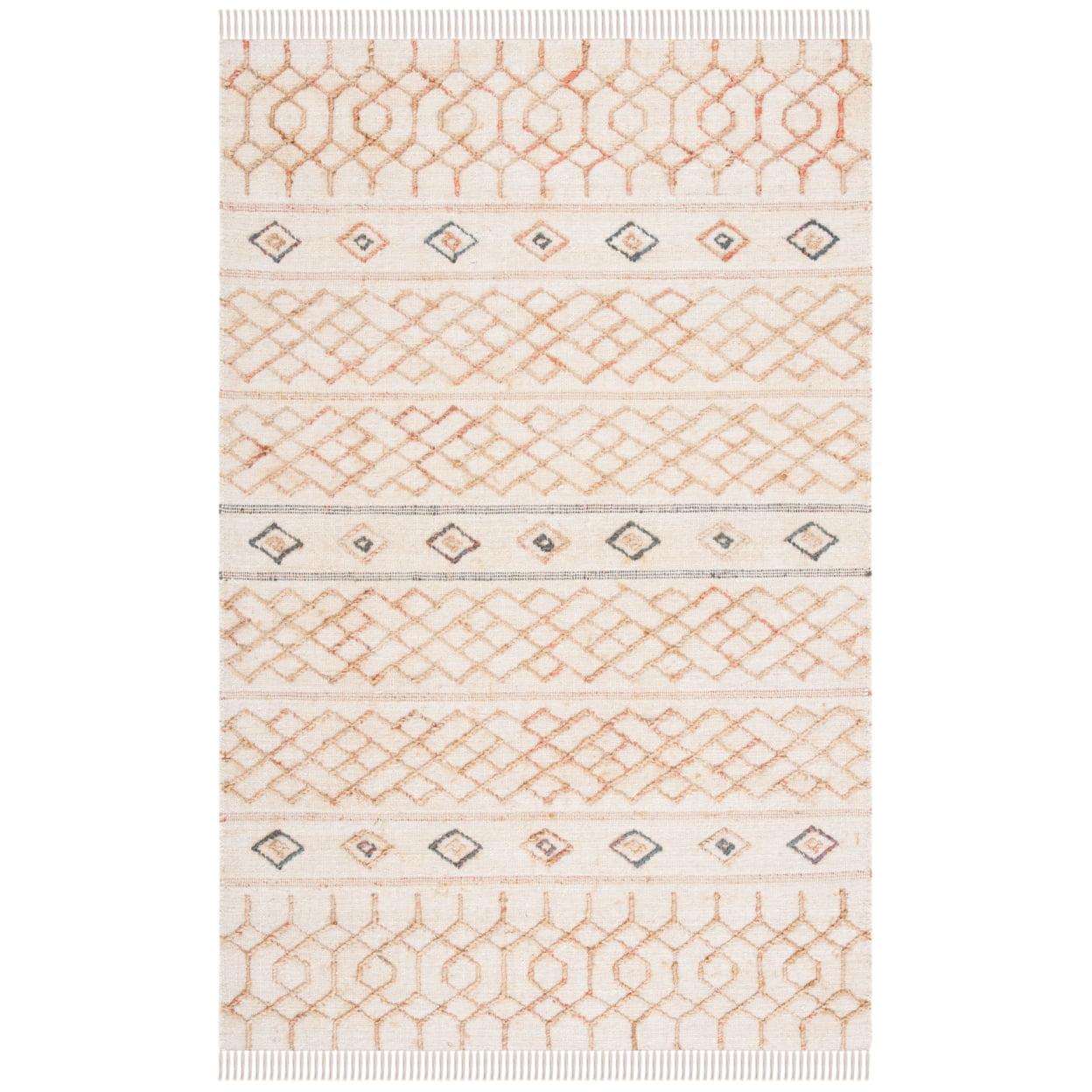 Ivory Geometric Handwoven Natural Fiber 5' x 8' Area Rug