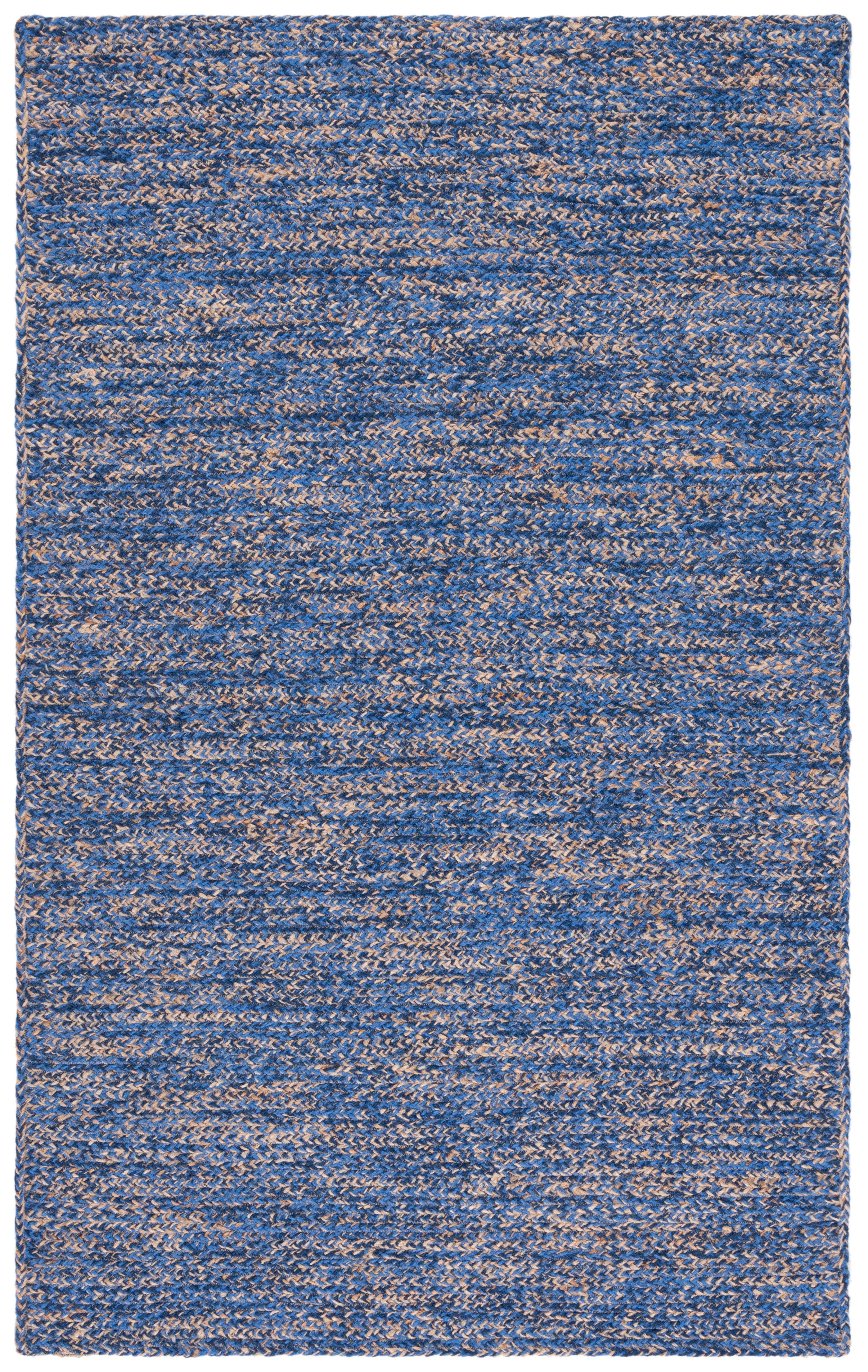 Handmade Blue Wool Rectangular Area Rug, 5' x 8'