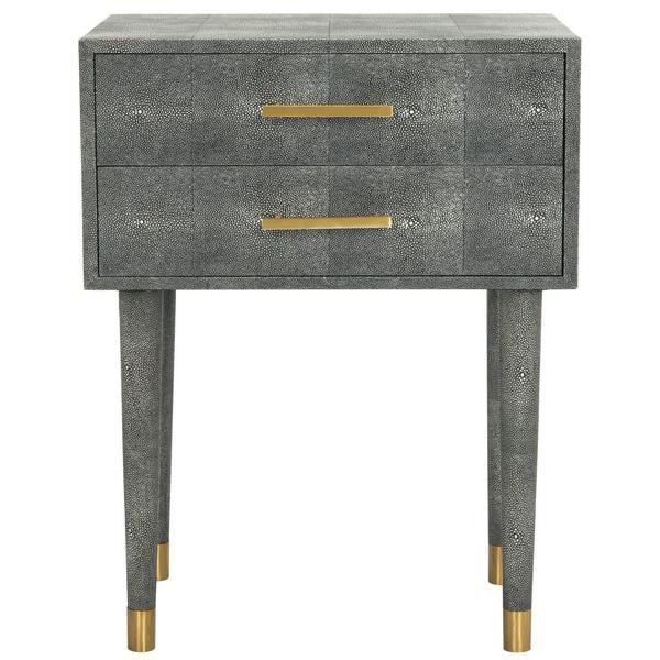 Black Faux Shagreen Rectangular End Table with Storage