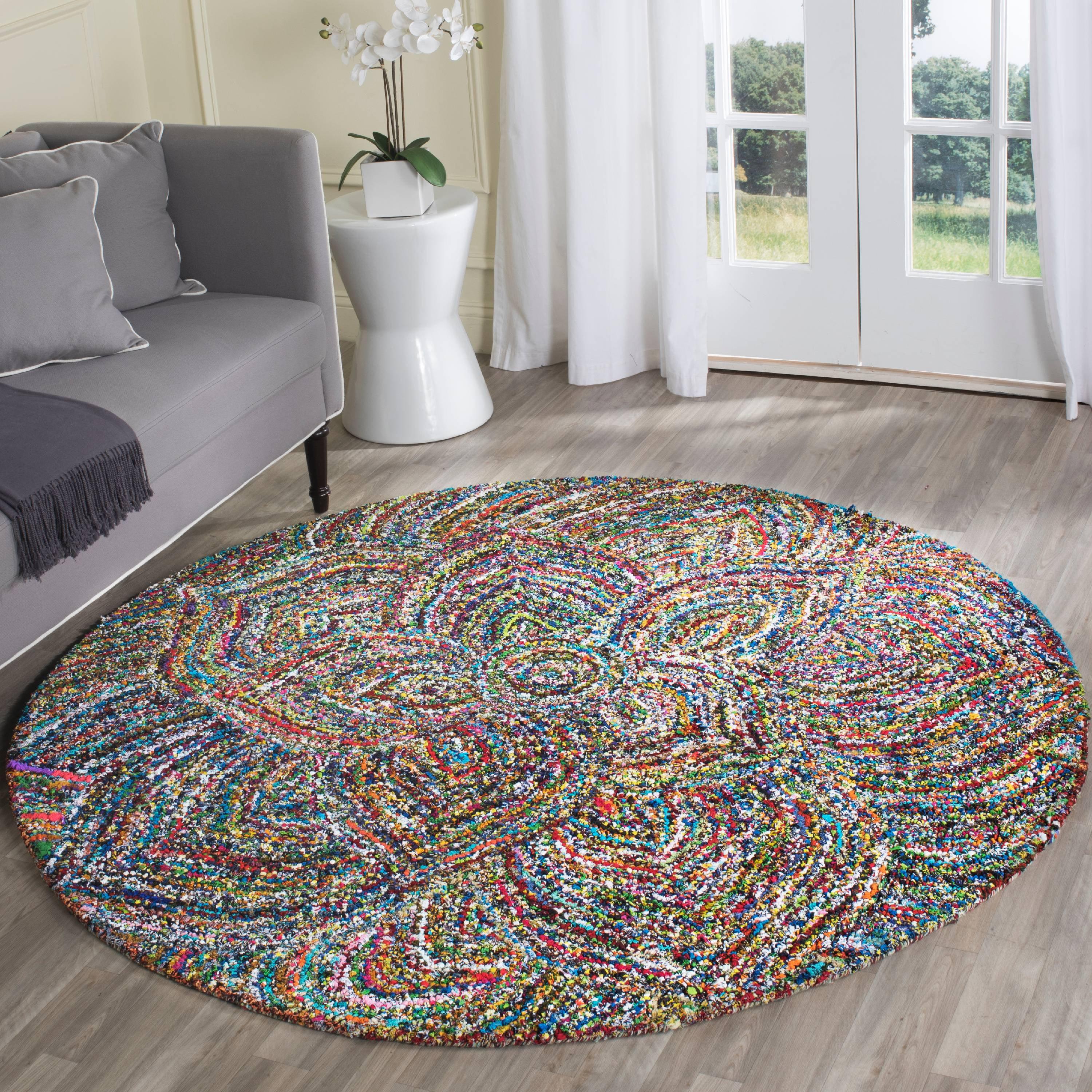 Nantucket NAN514 Hand Tufted Indoor Area Rug - Multi - 4' Round - Safavieh.