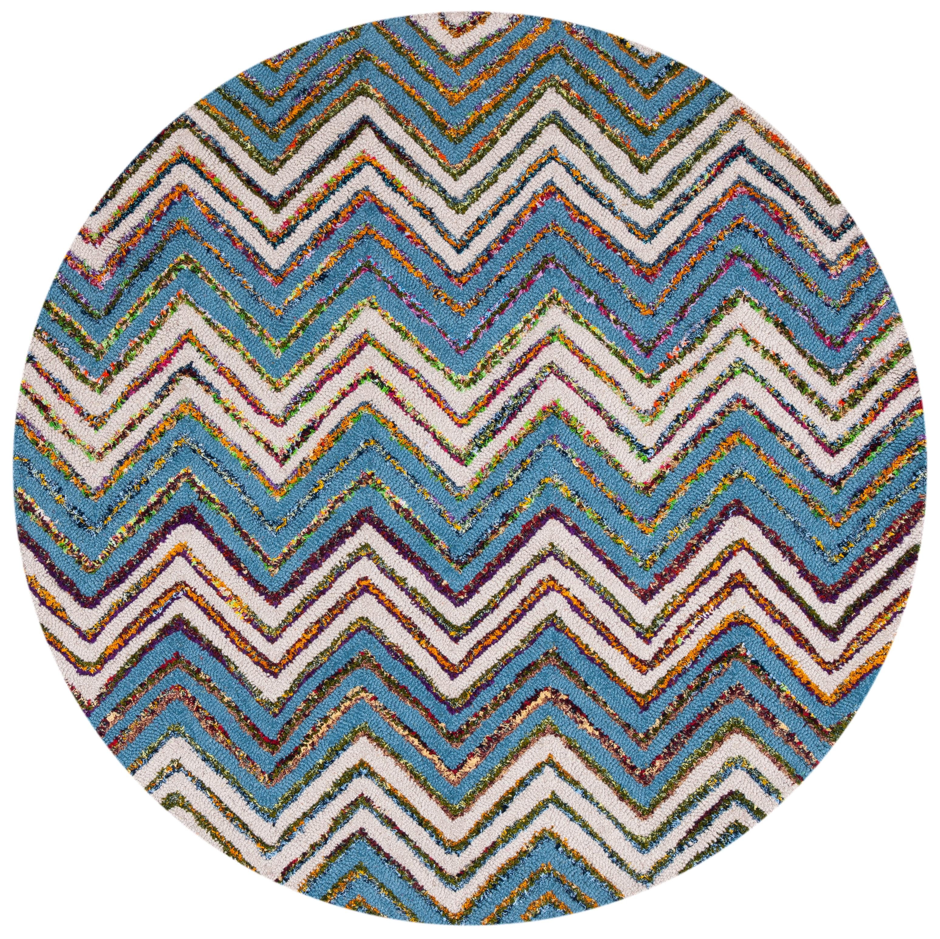 Nantucket NAN601 Hand Tufted Area Rug - Beige/Blue - 4' round - Safavieh.