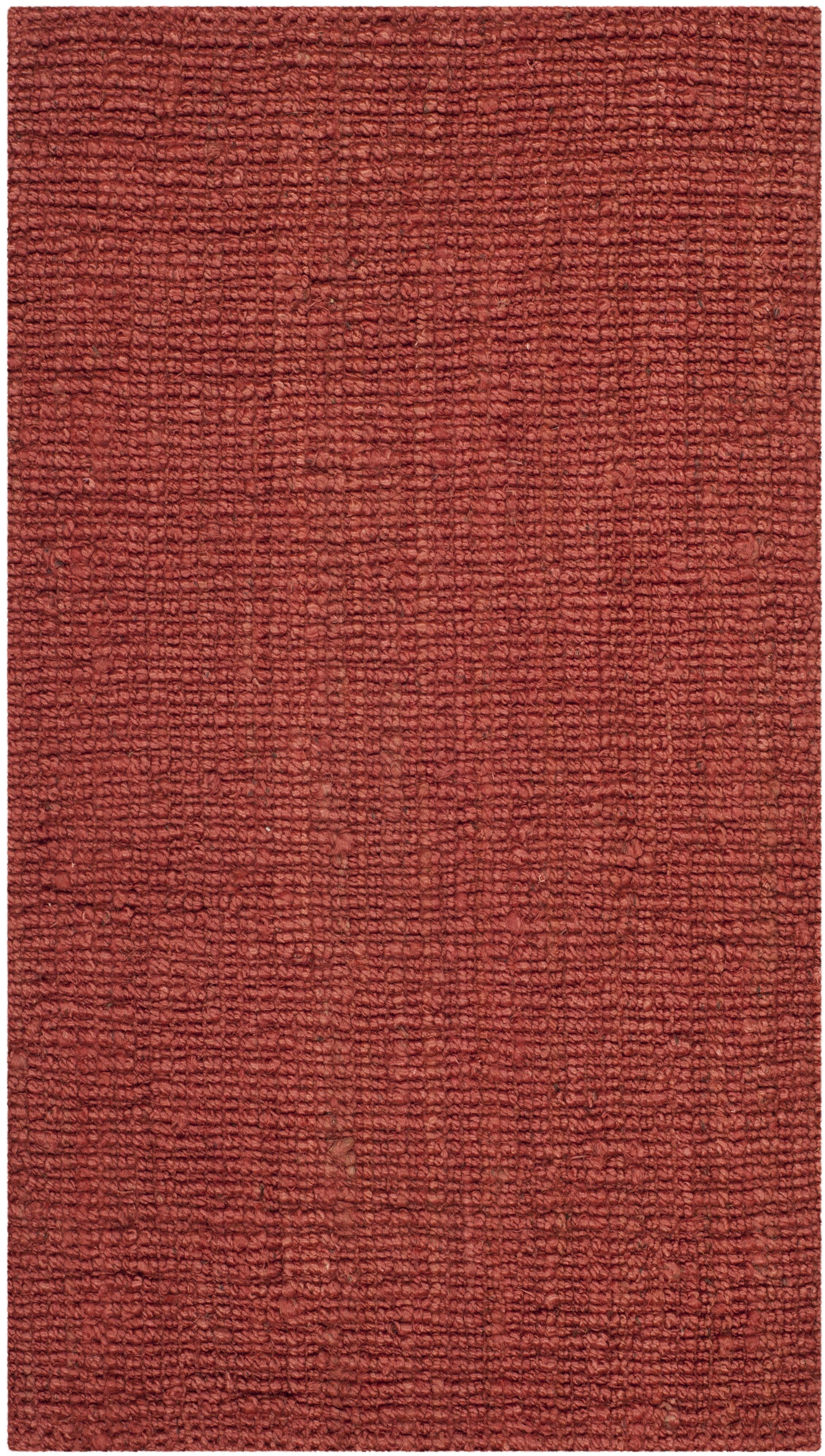 Rust Handwoven Wool and Cotton Reversible Area Rug