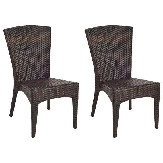 Safavieh New Castle Outdoor Patio Side Chair, Set of 2 - Black/Brown