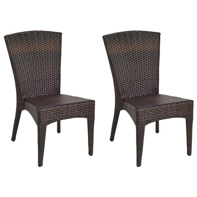 Safavieh New Castle Outdoor Patio Side Chair, Set of 2 - Black/Brown