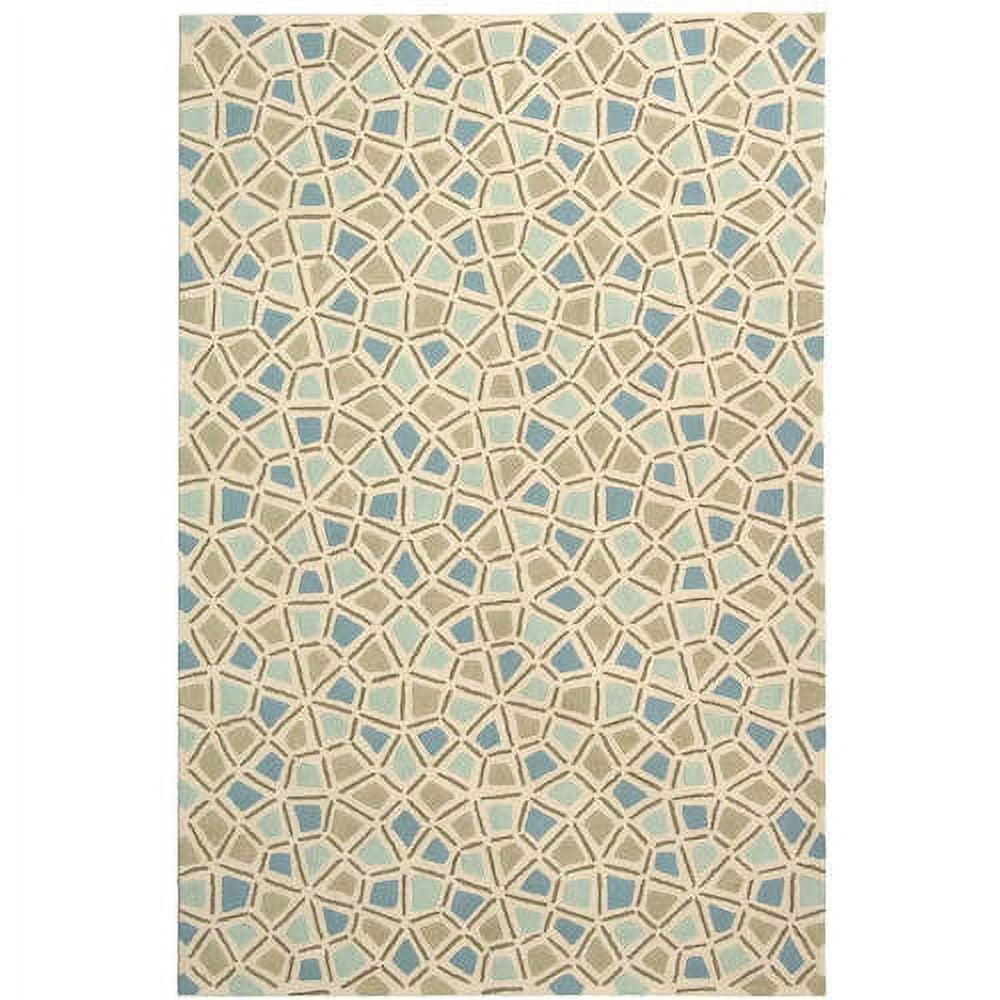 Newport Blue and Green Hand-Hooked Cotton Area Rug