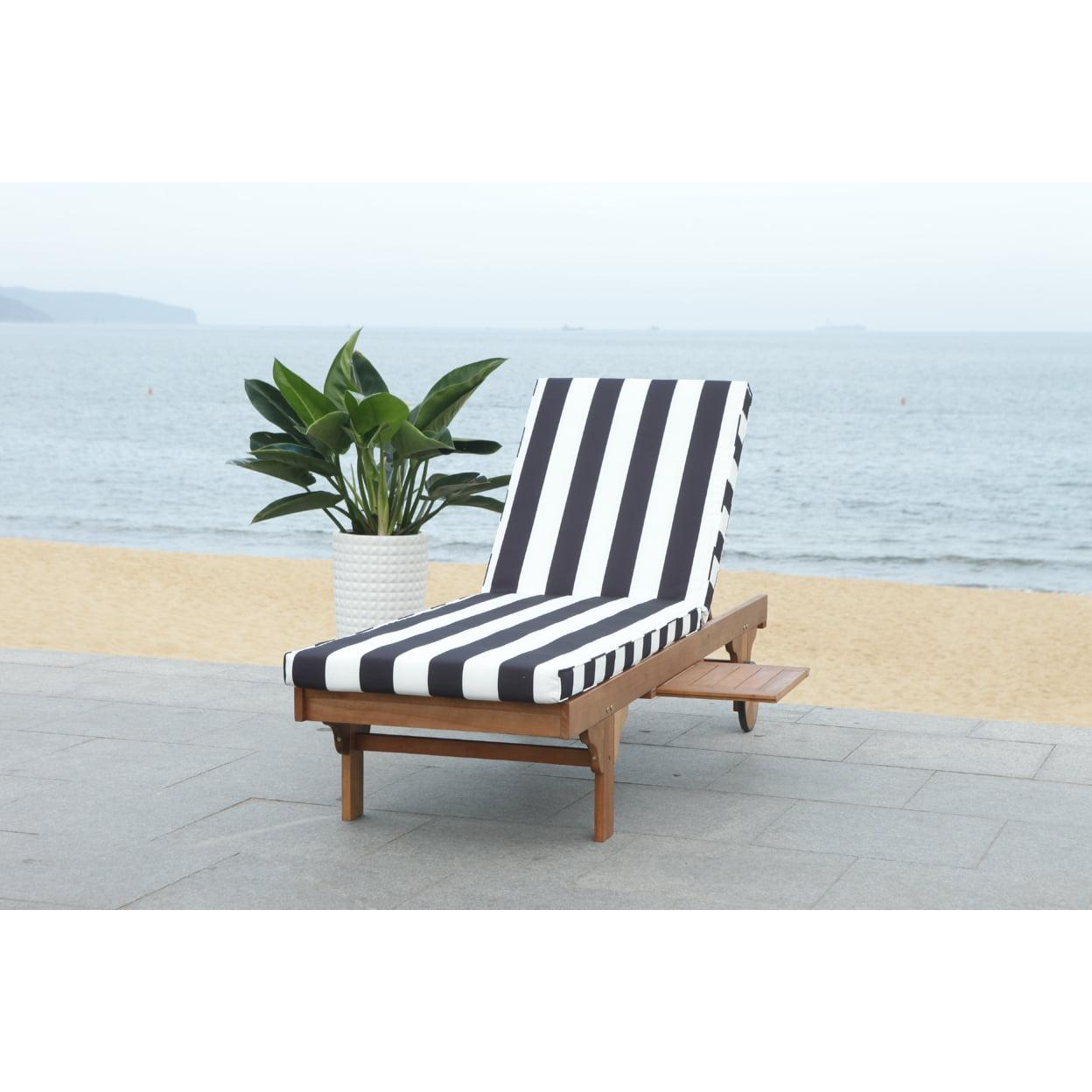 Newport Lounge Chair - Outdoor - PAT7022 - Natural/Black Stripe -Safavieh