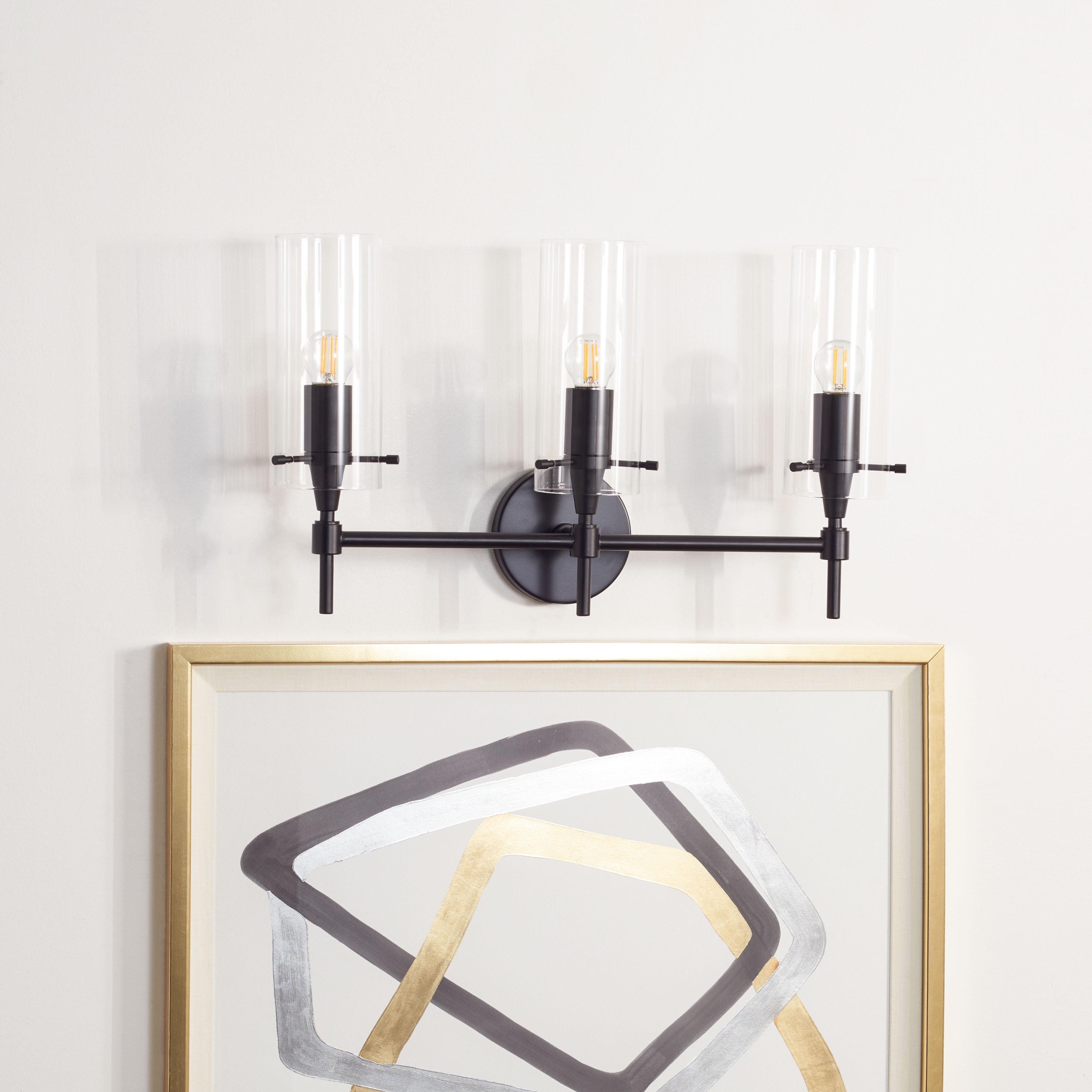 Safavieh Norala 3 Light Mid-Century Vanity Sconce, Matte Black