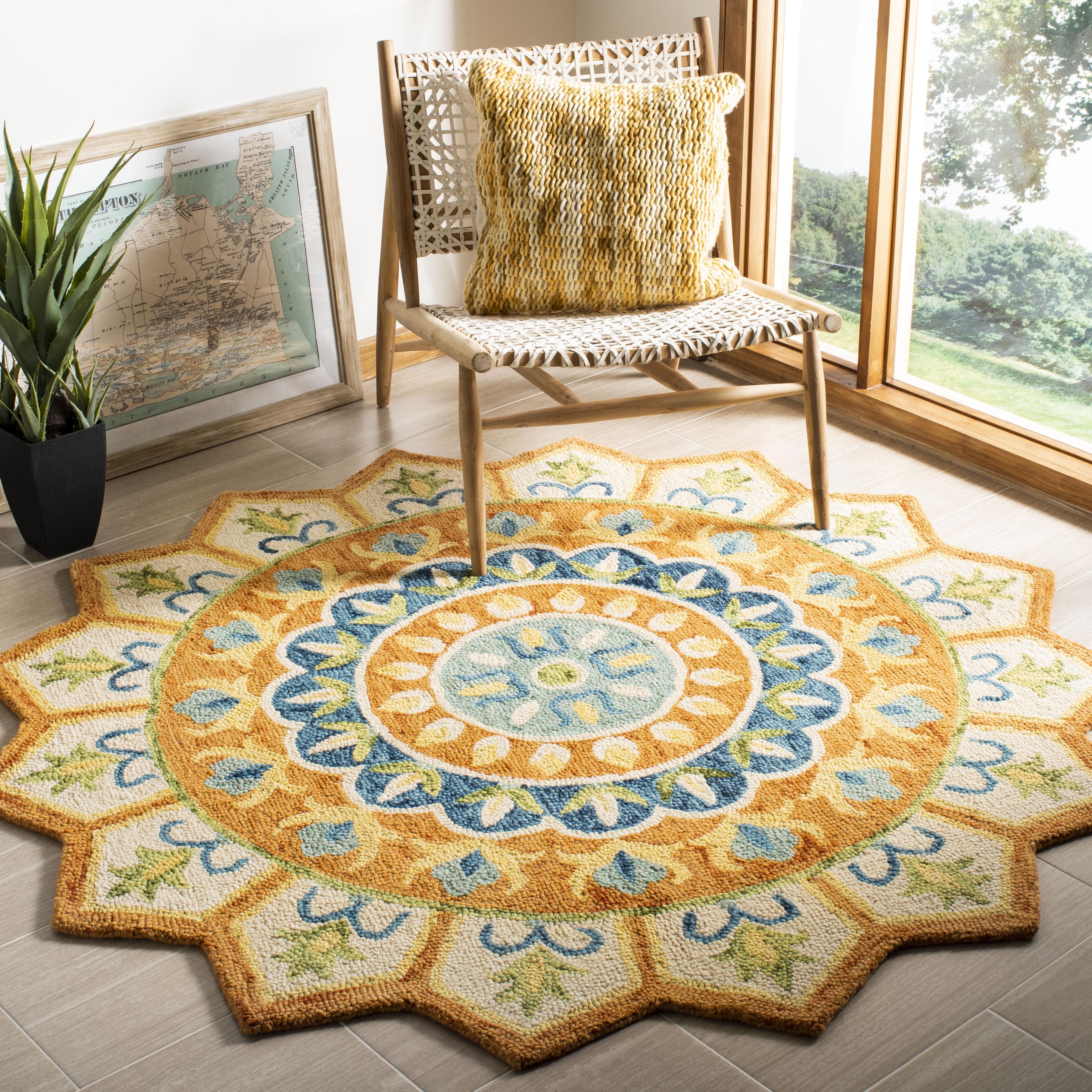 Novelty NOV605 Hand Tufted Indoor Area Rug - Rust/Ivory - 6' Round - Safavieh
