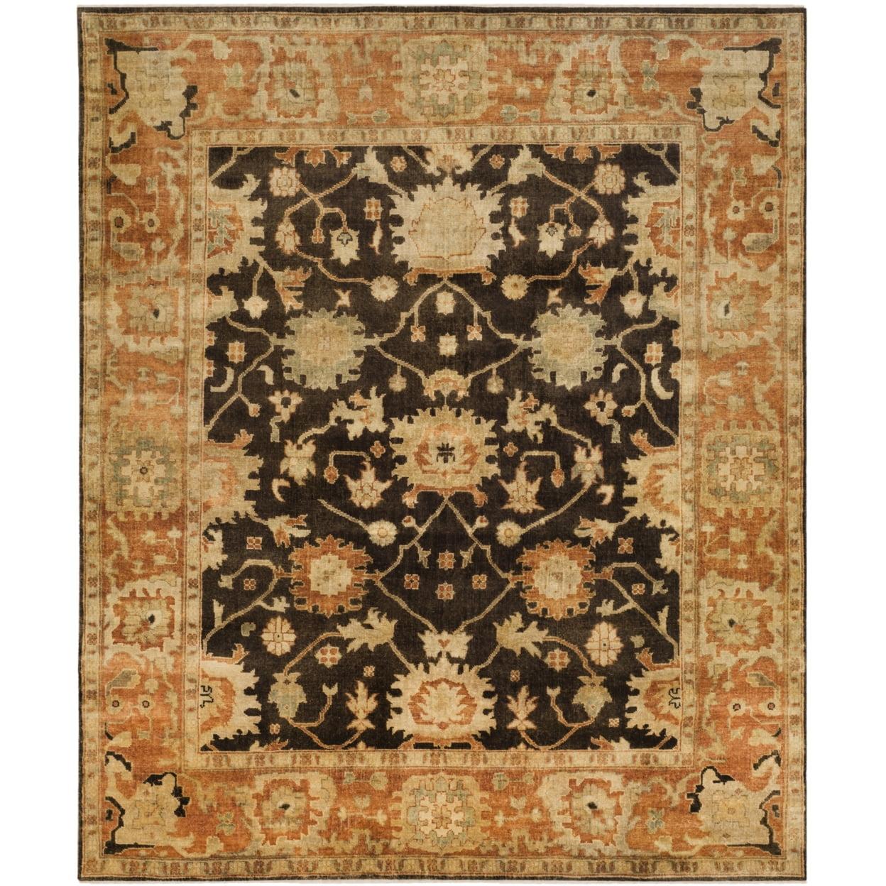 Hand-Knotted Traditional Oushak 8' x 10' Wool Rug in Brown/Rust