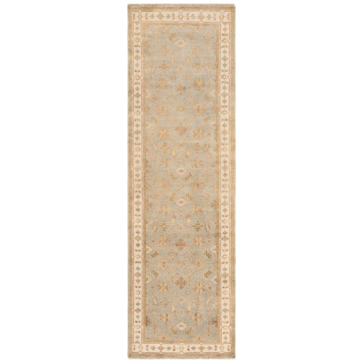 Oushak OSH141 Hand Knotted Runner Rug - Soft Green/Ivory - 3'x10' - Safavieh.