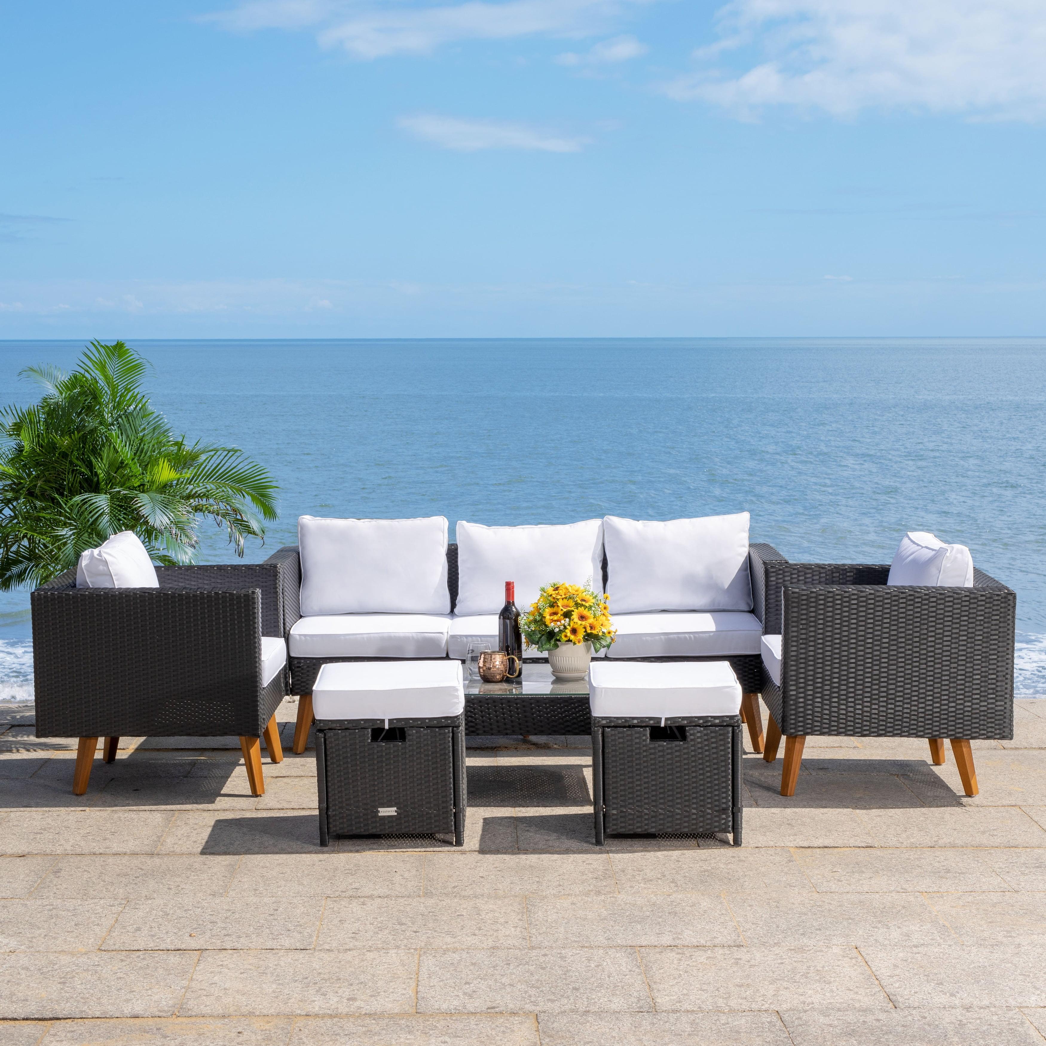 Presla 6 Pc Living Set - Indoor/Outdoor - PAT7715 - Black/White - Safavieh