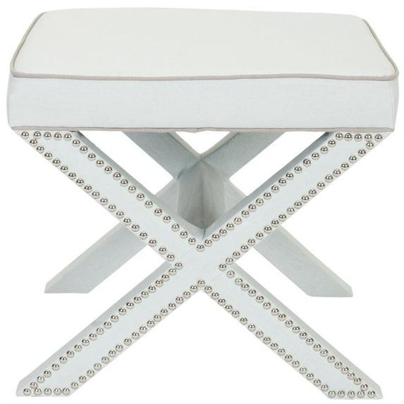 Palmer Ottoman With Silver Nailhead - MCR4589 - Robins Egg Blue - Safavieh
