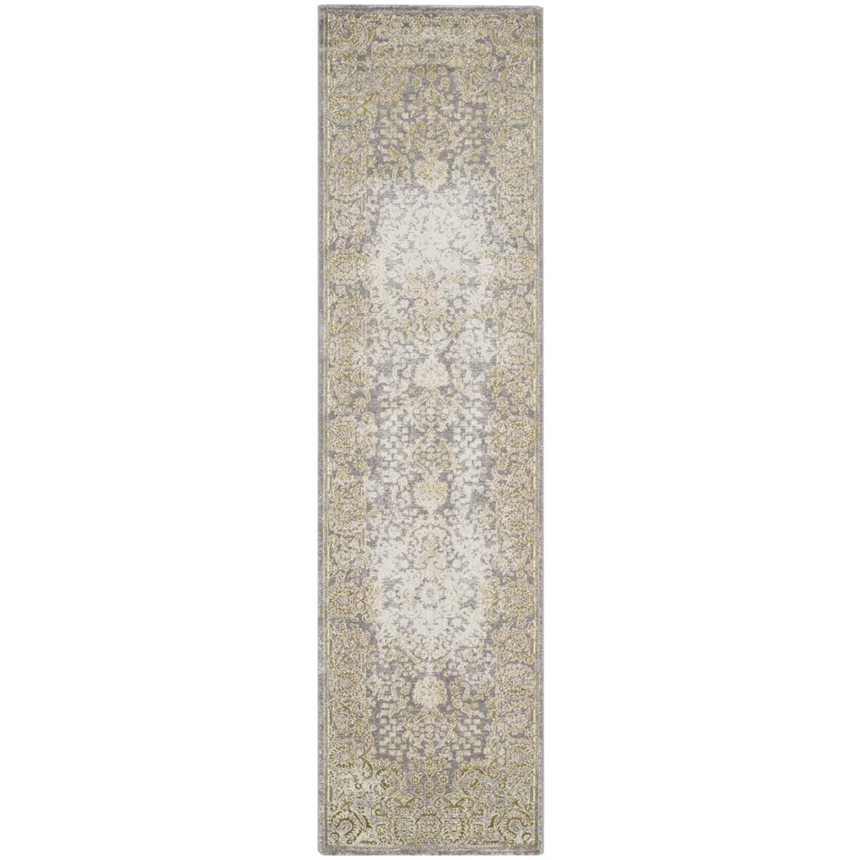 Safavieh Passion Gray and Green Hand-Knotted Runner Rug