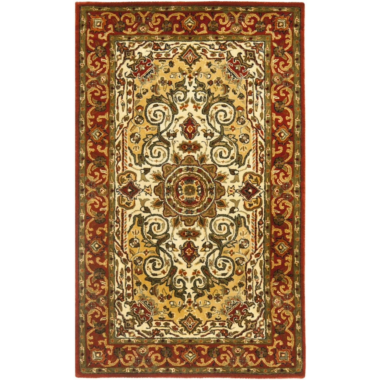 Ivory and Rust Hand-Tufted Wool Persian Rug 3' x 5'