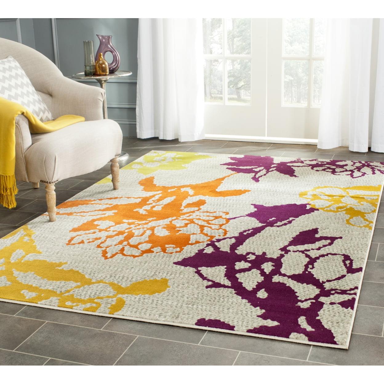 Multicolor Floral Synthetic Reversible Area Rug, 4'1" x 6'