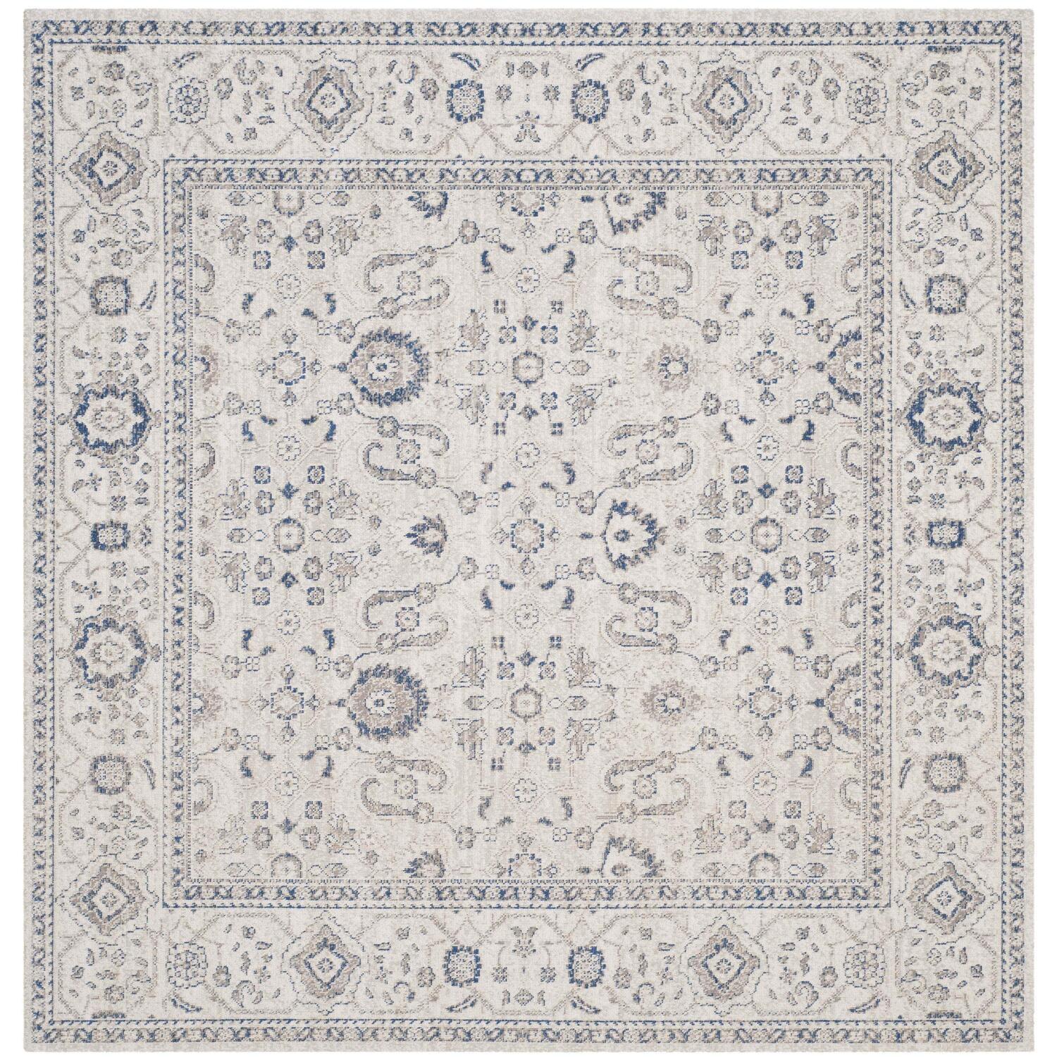 Light Grey and Ivory Square Traditional Area Rug