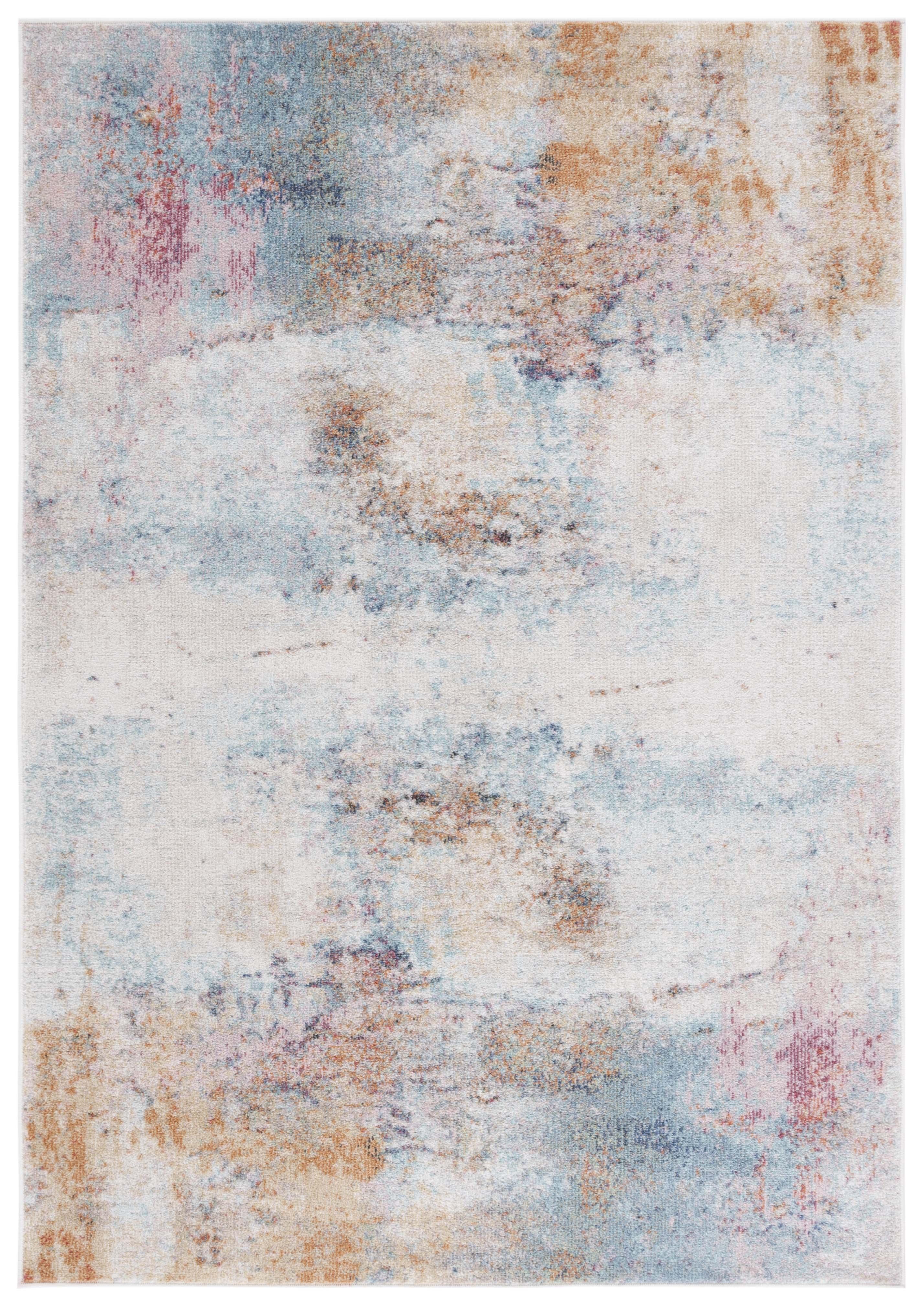 Phoenix PHX506 Power Loomed Area Rug - Aqua/Gold Rose - 5'5"x7'7" - Safavieh.