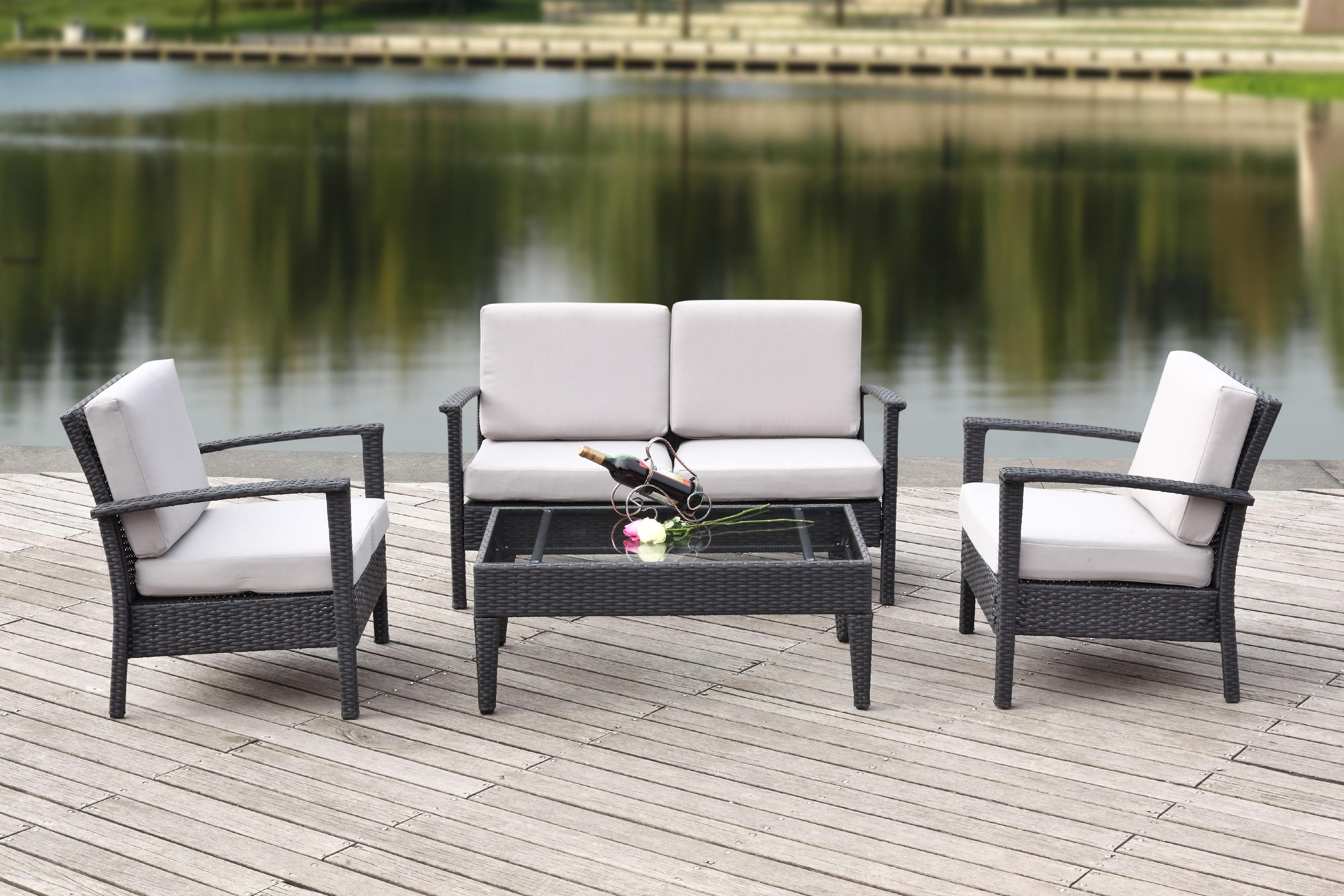 Watson 4-Piece Black and Gray Rattan Outdoor Set