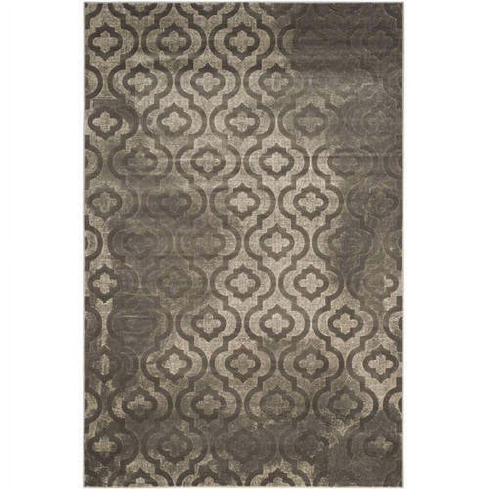 Grey and Dark Grey Floral Stain-Resistant Synthetic Area Rug