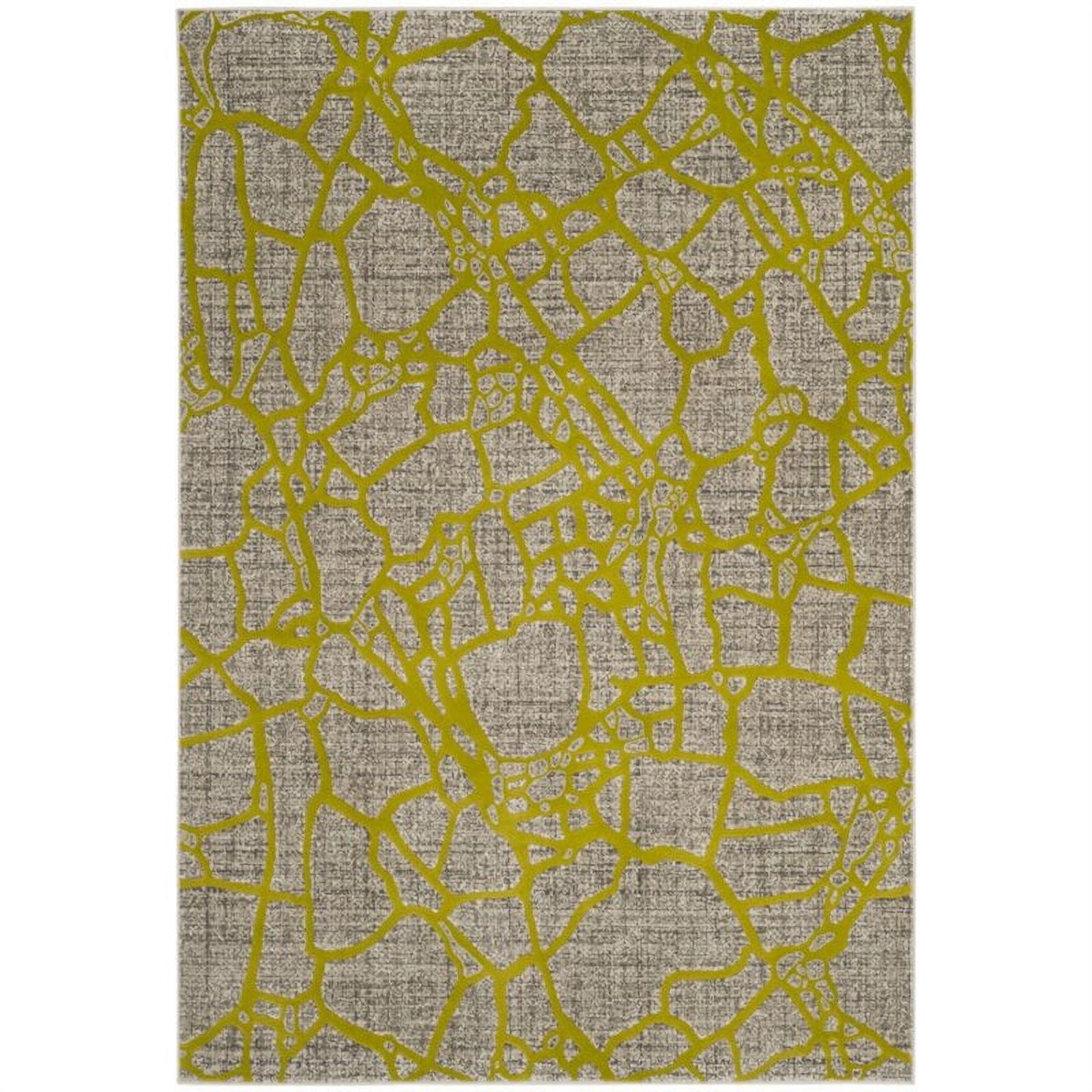 Light Grey/Green Floral Synthetic Rectangular Area Rug