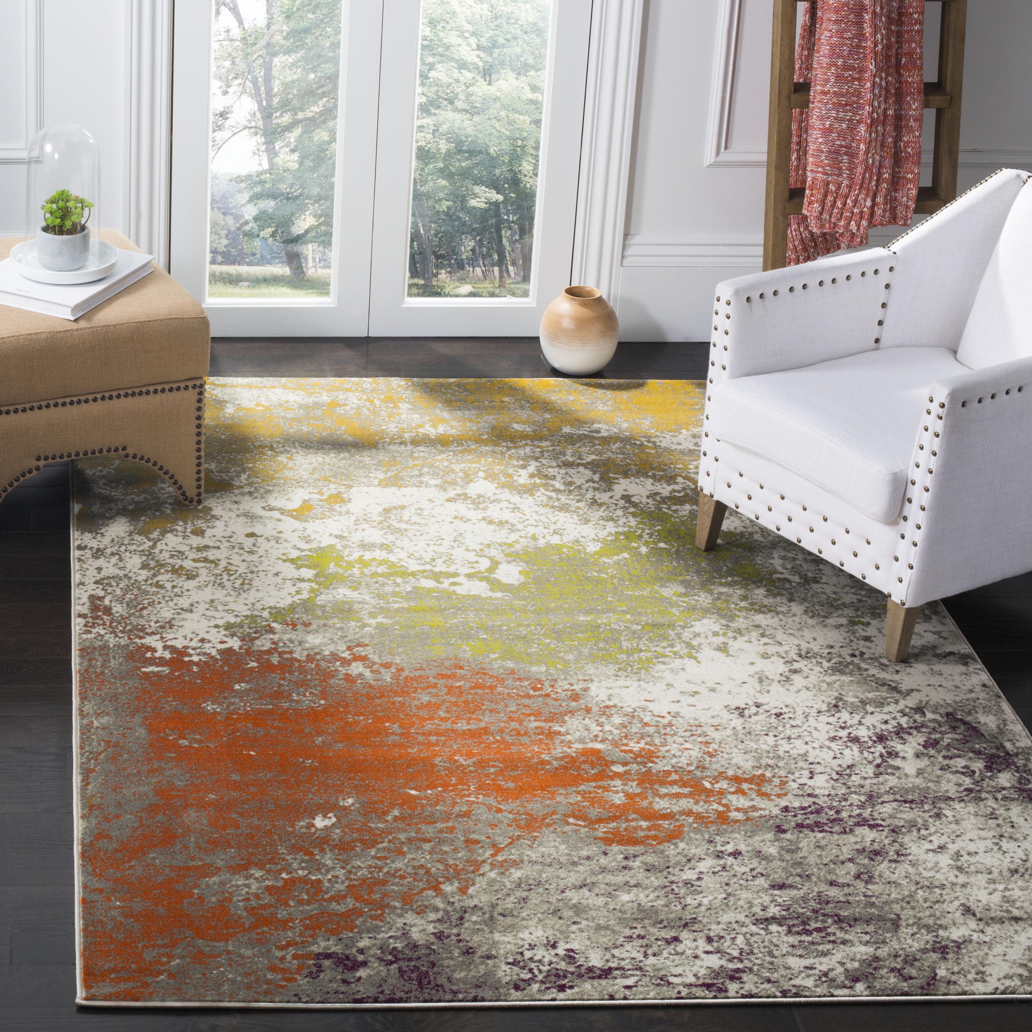 Porcello Multicolor Abstract Floral Round Synthetic Rug