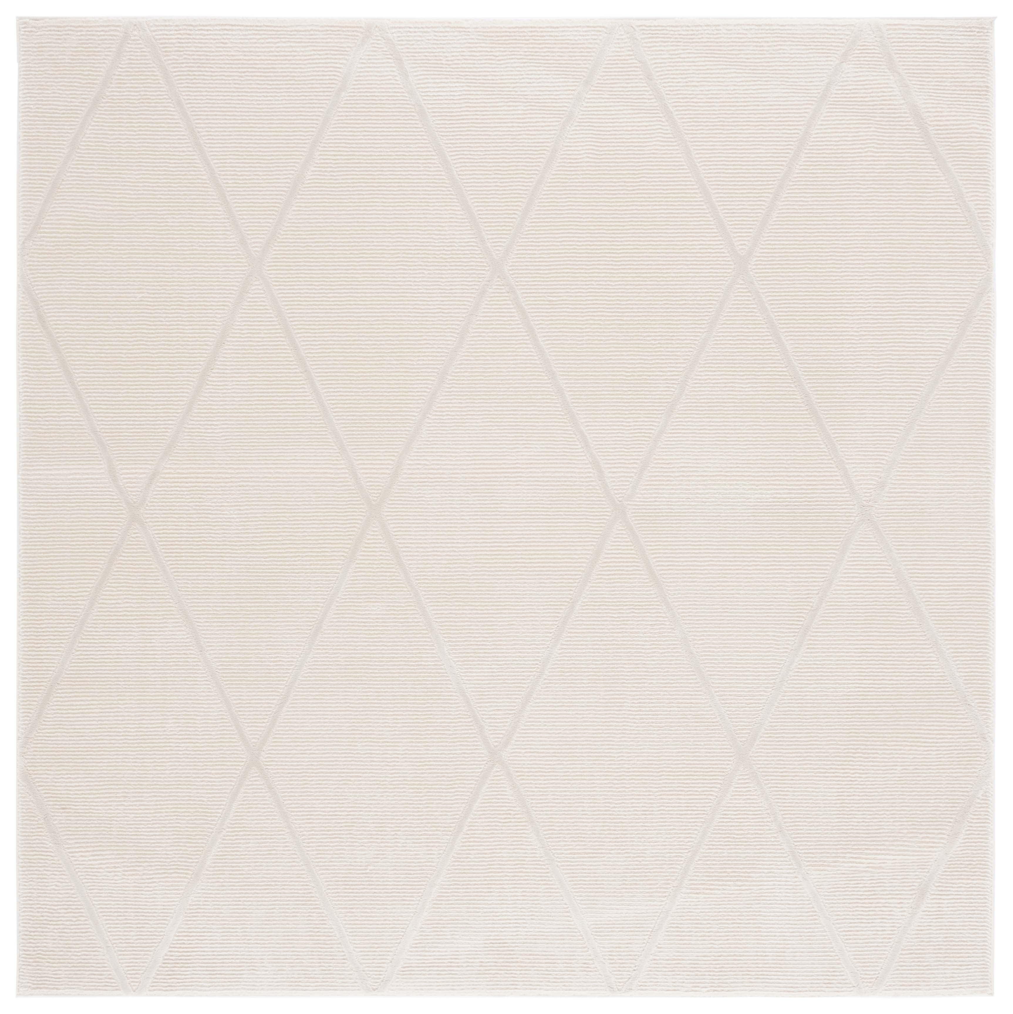 SAFAVIEH Revive Lorrin Diamond Polyester Area Rug, Ivory, 6'7" x 6'7" Square