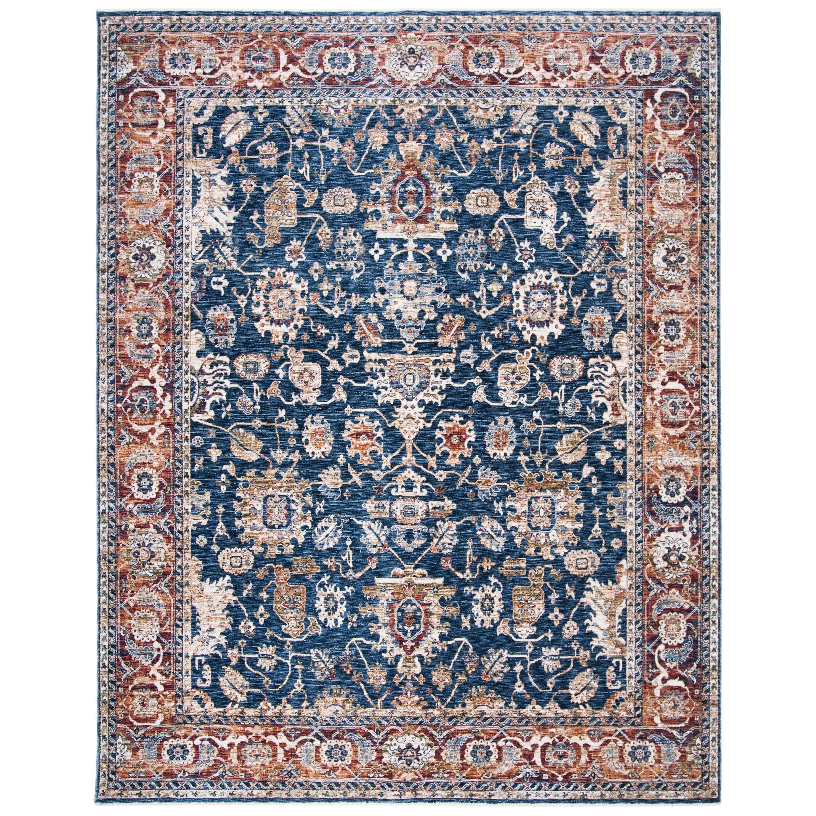 Bennet Square 6'7" Dark Blue and Red Synthetic Oriental Rug