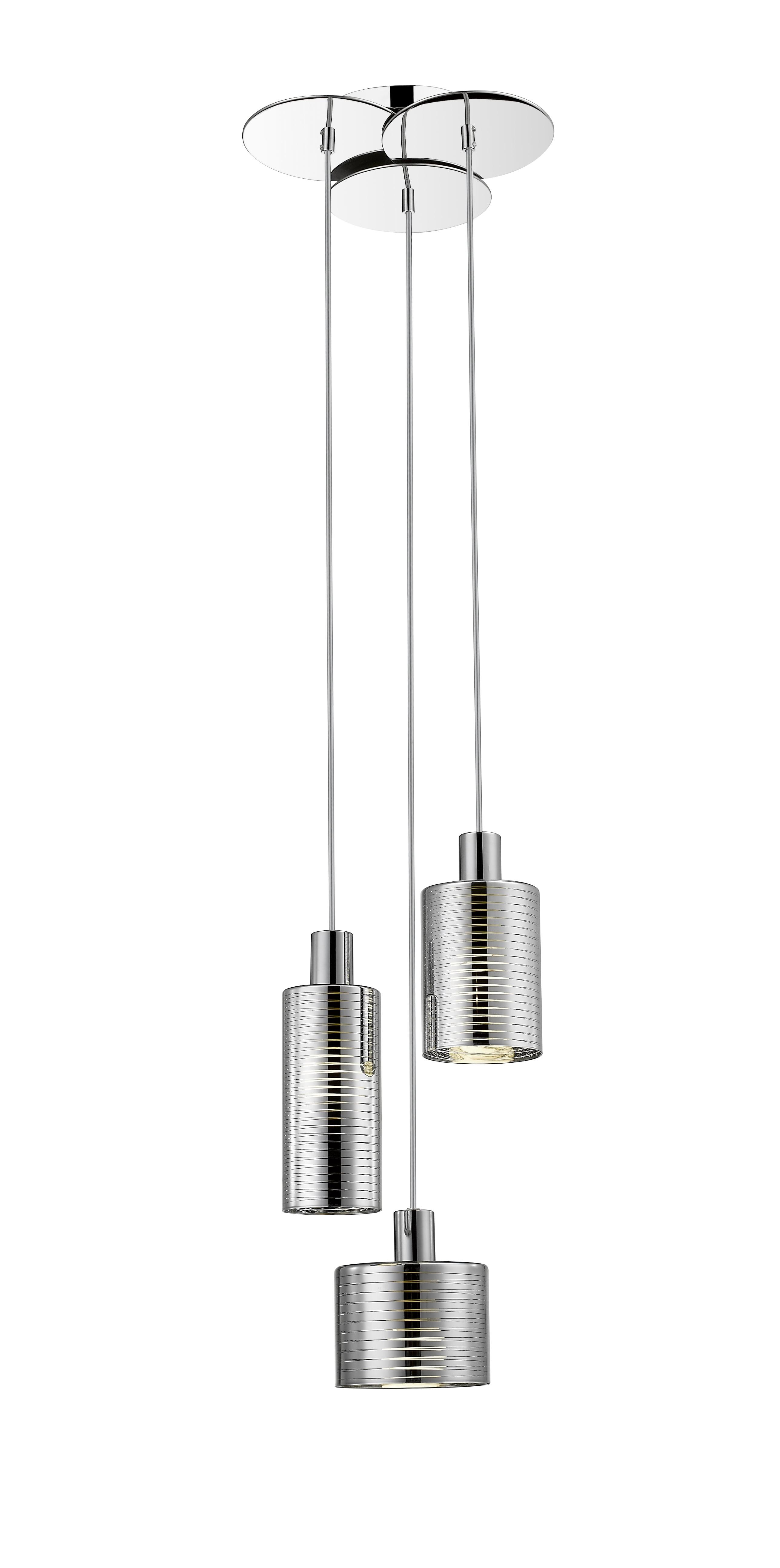 Contemporary Minimalist Chrome and Glass Island Pendant