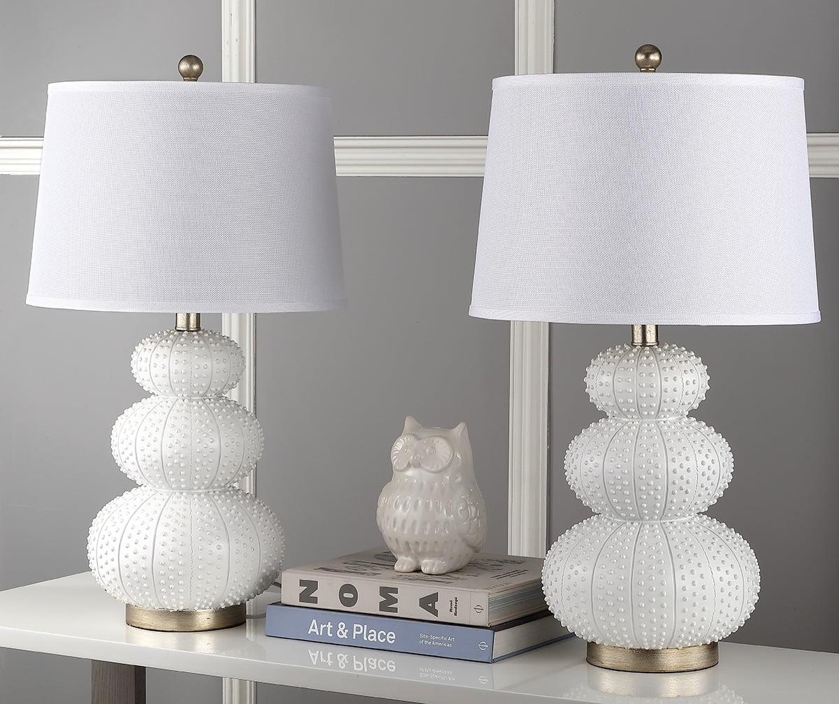 Rita White Gourd Shape Table Lamp Set with Empire Shade