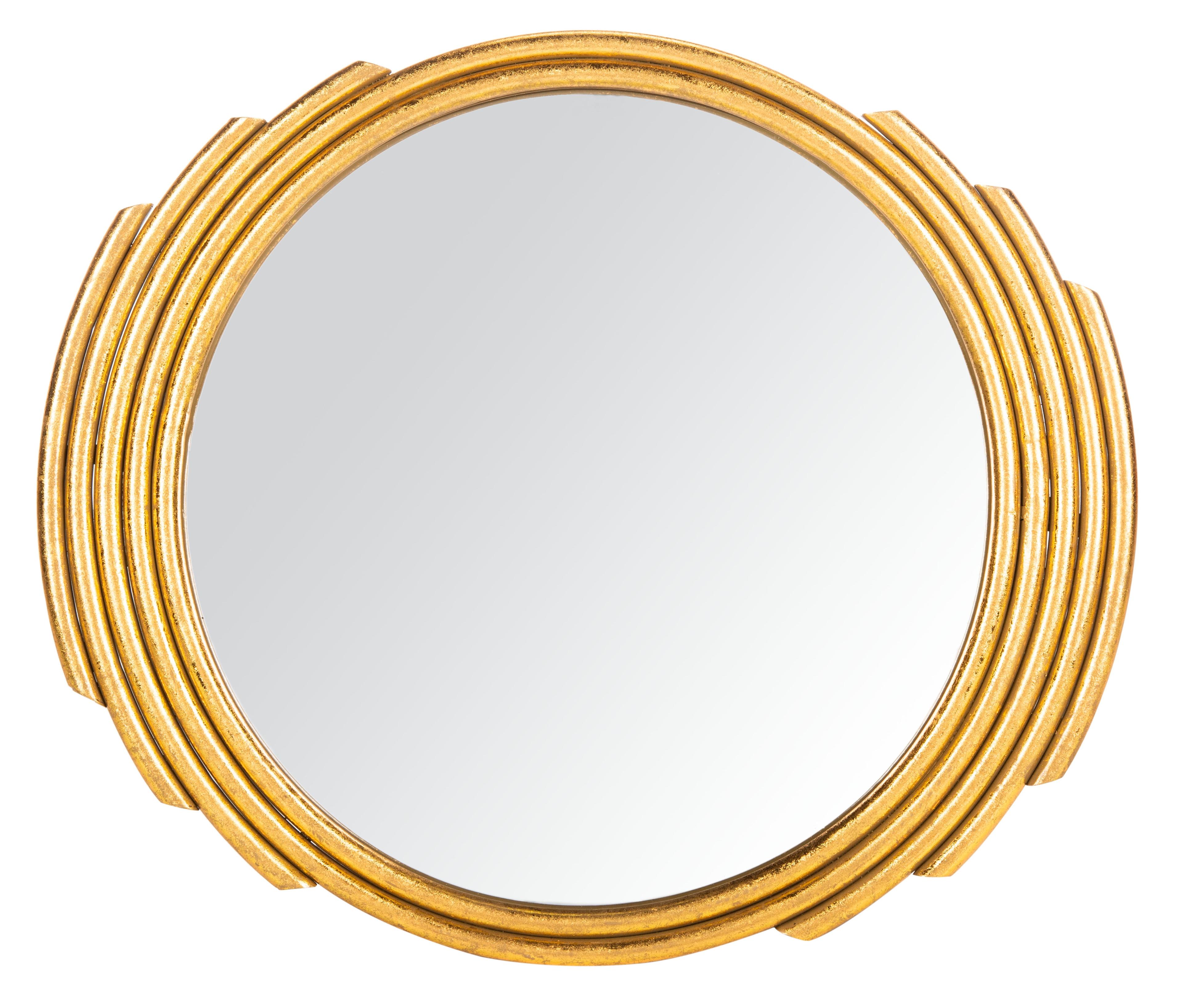 Rossi Round Gold Foil Wood Mirror